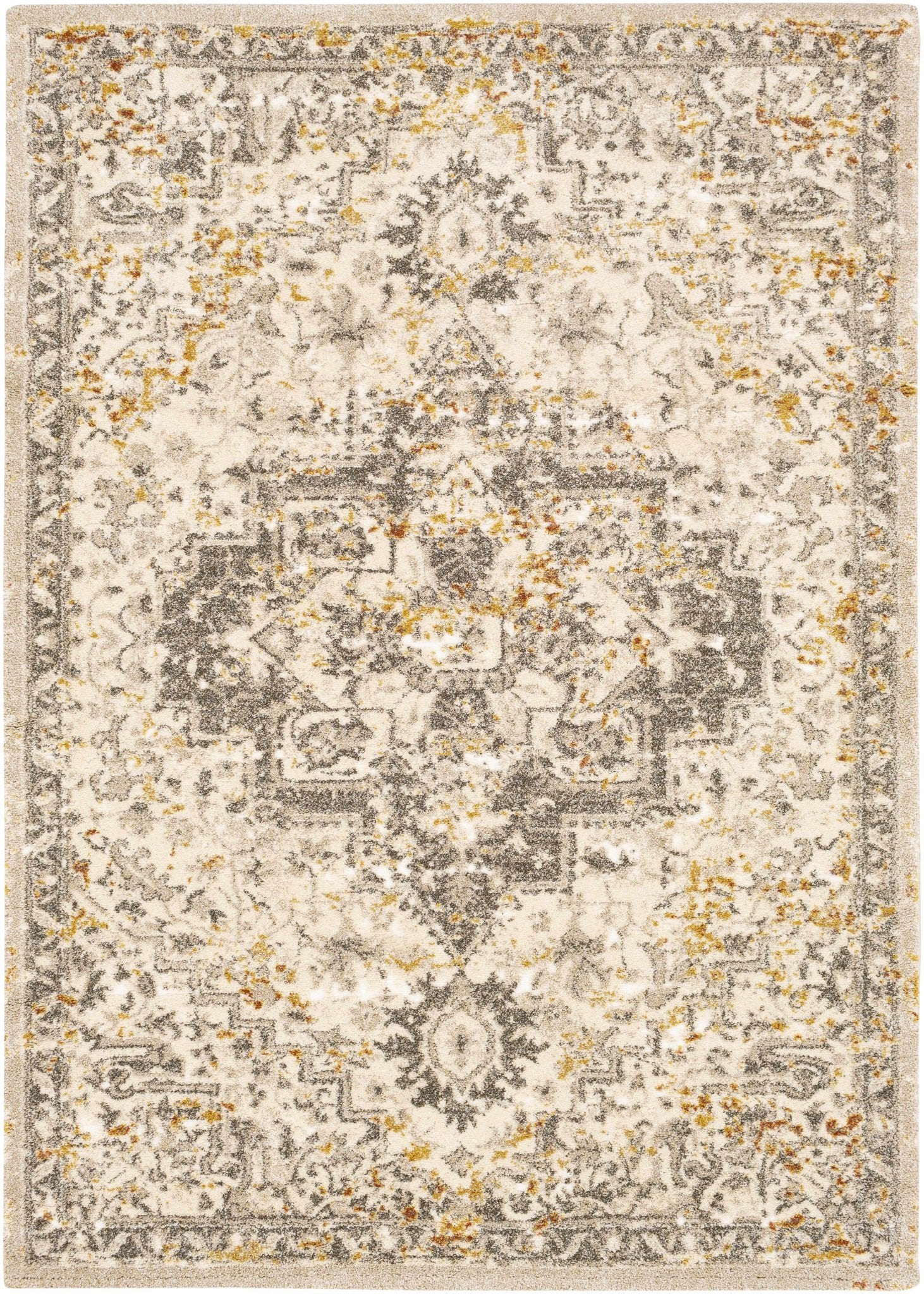 Machine Woven Beige Traditional Medallion Design Rug - Image 11