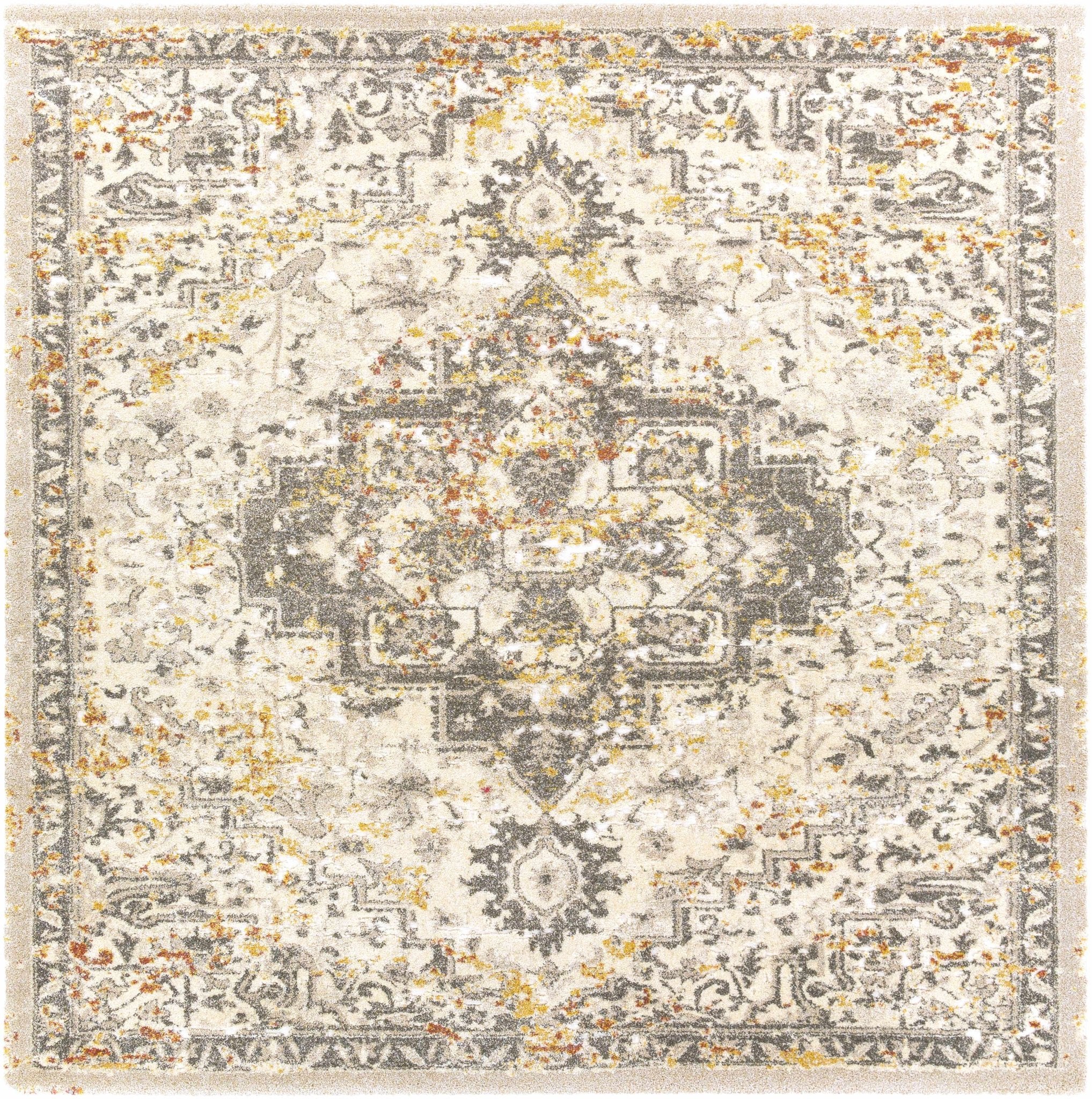 Machine Woven Beige Traditional Medallion Design Rug - Image 4