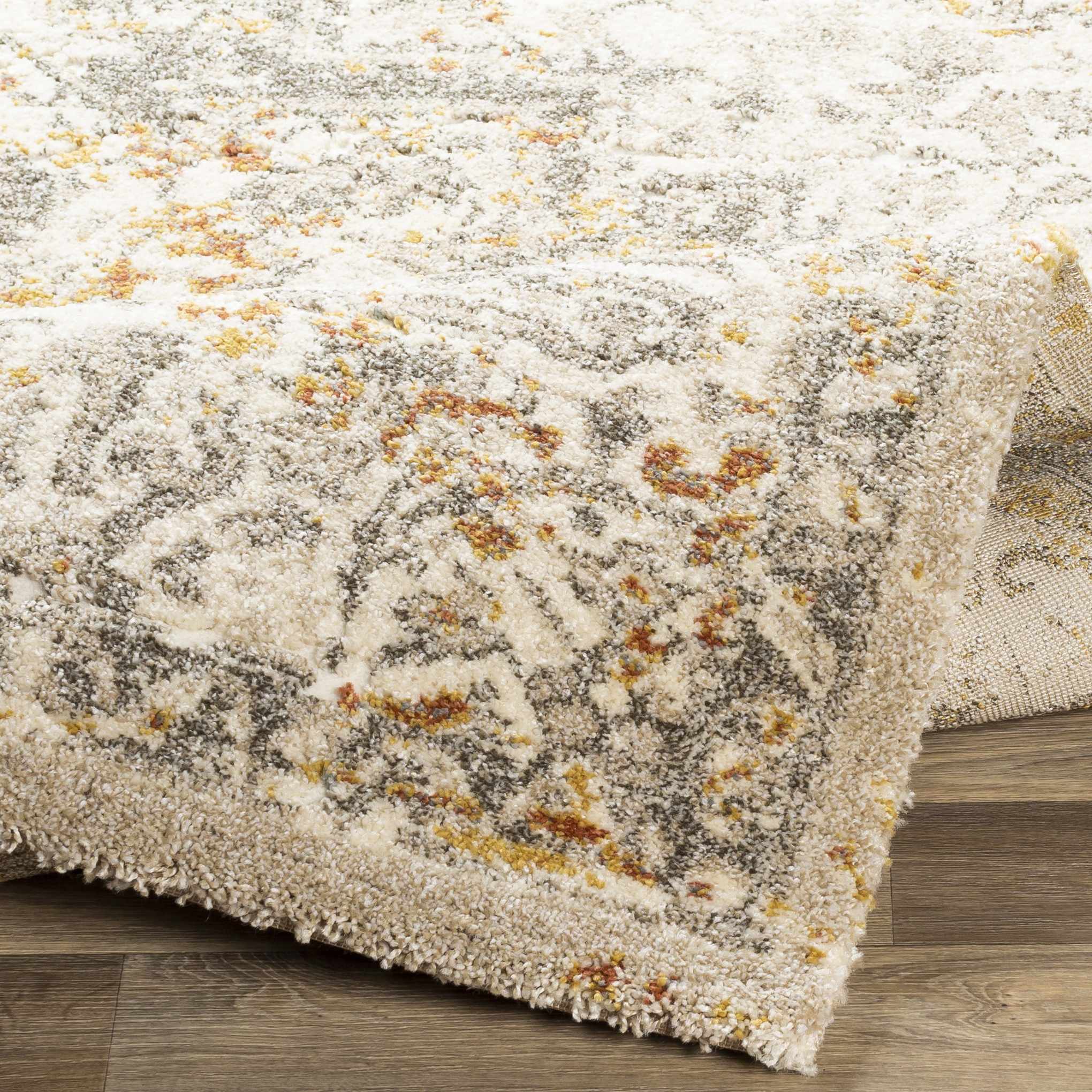 Machine Woven Beige Traditional Medallion Design Rug - Image 7