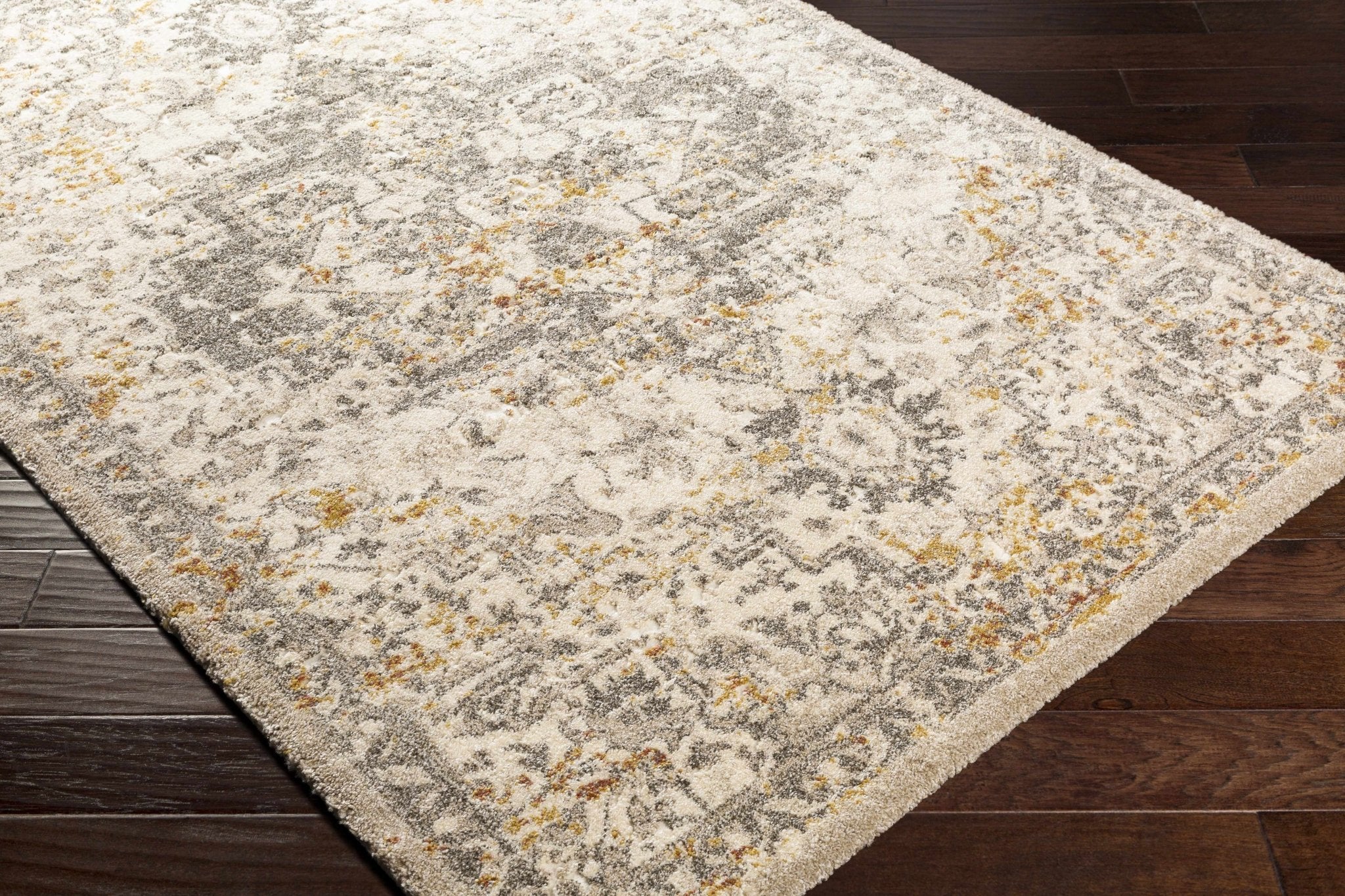 Machine Woven Beige Traditional Medallion Design Rug - Image 8