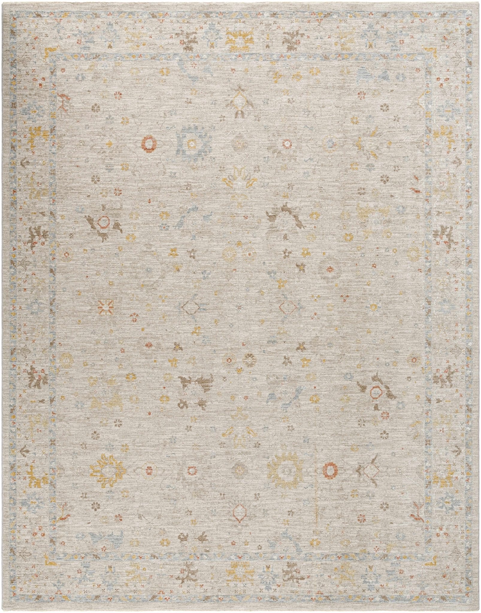 Machine Woven Blue And Beige Traditional Oushak Design Area Rug - Image 10