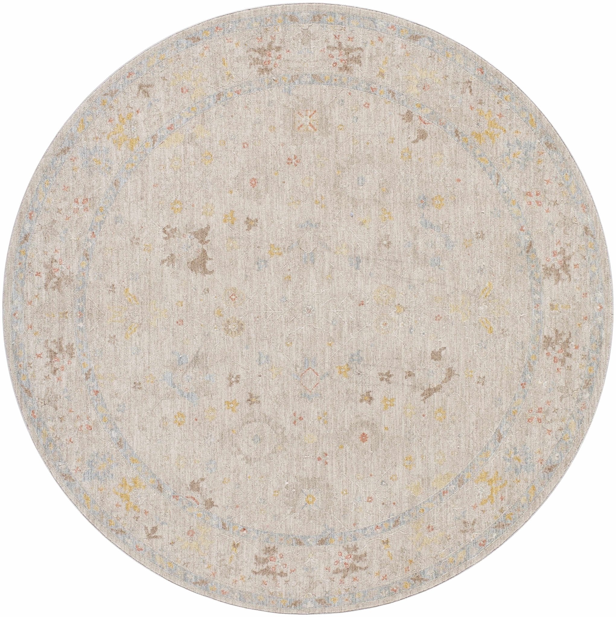 Machine Woven Blue And Beige Traditional Oushak Design Area Rug - Image 12