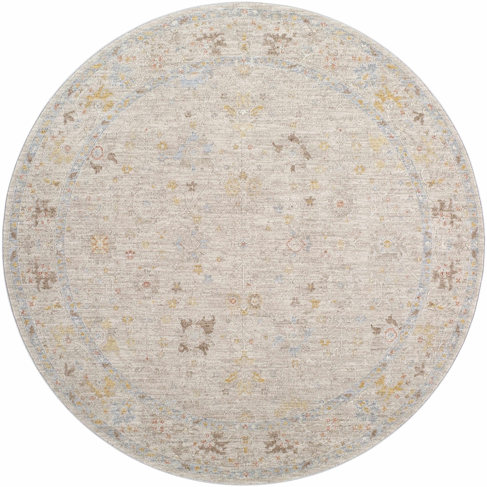 Machine Woven Blue And Beige Traditional Oushak Design Area Rug - Image 13