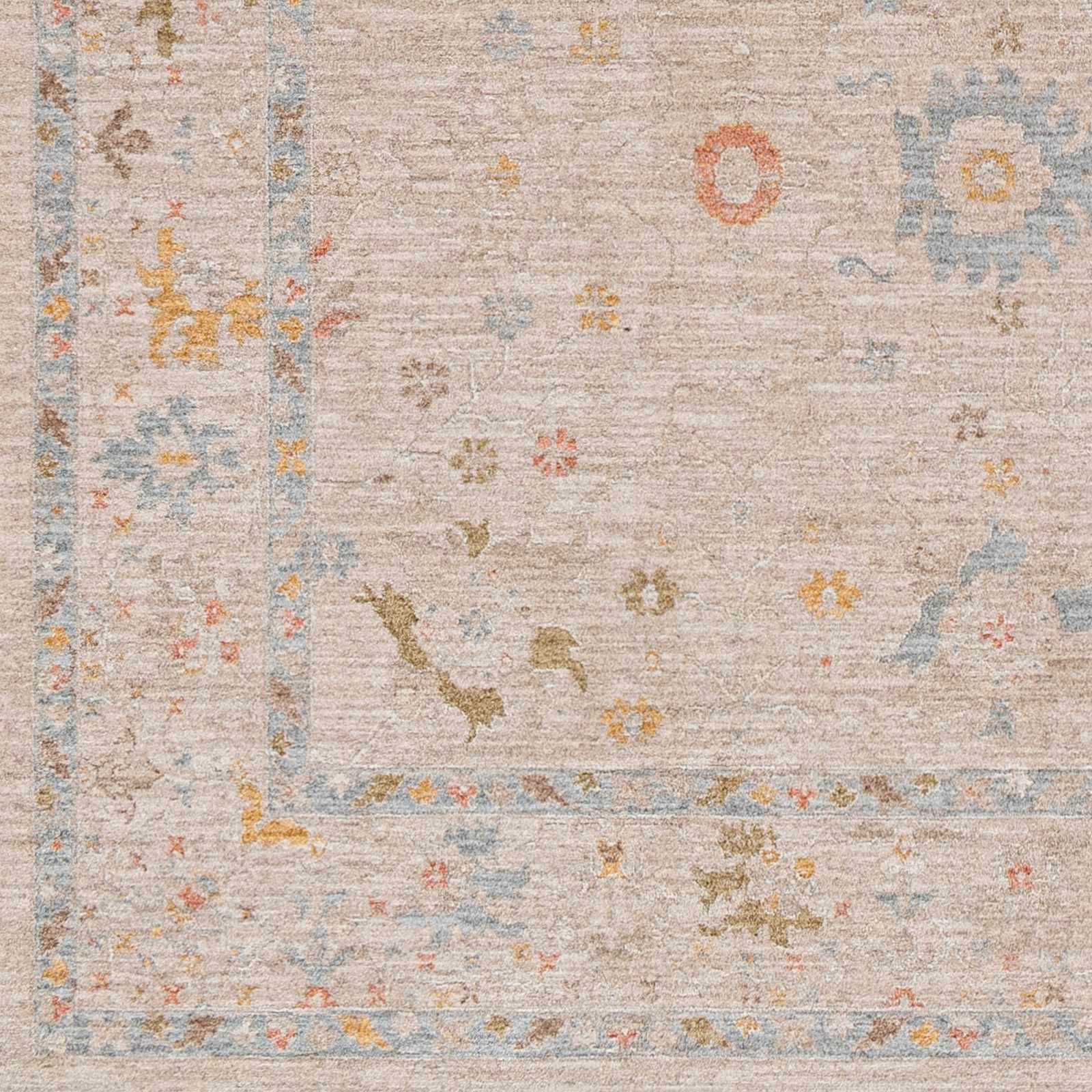Machine Woven Blue And Beige Traditional Oushak Design Area Rug - Image 3