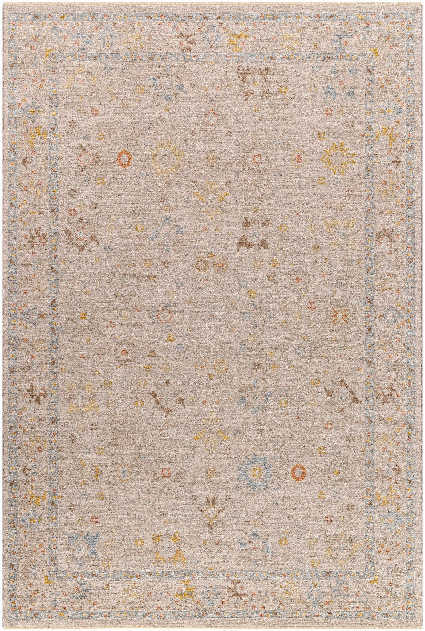 Machine Woven Blue And Beige Traditional Oushak Design Area Rug - Image 8