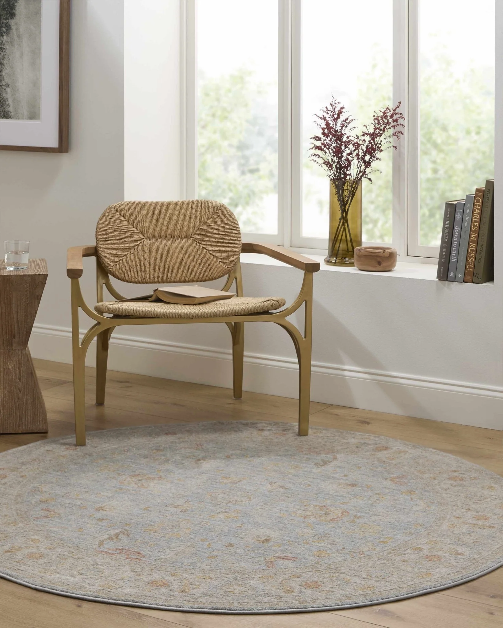 Machine Woven Blue Traditional Oushak Design Rug - Image 11