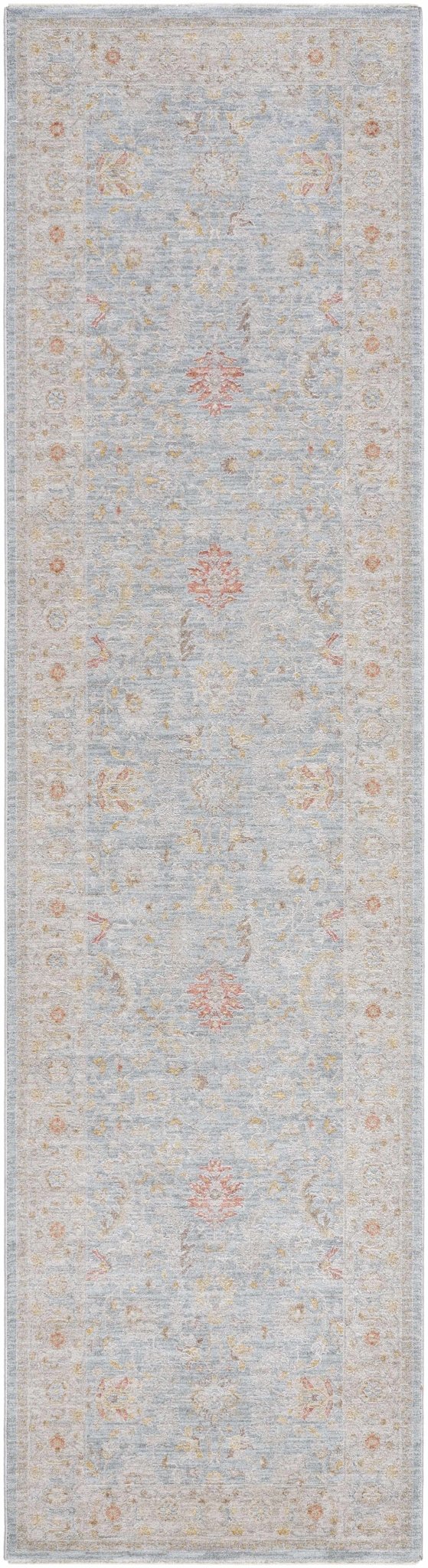 Machine Woven Blue Traditional Oushak Design Rug - Image 12