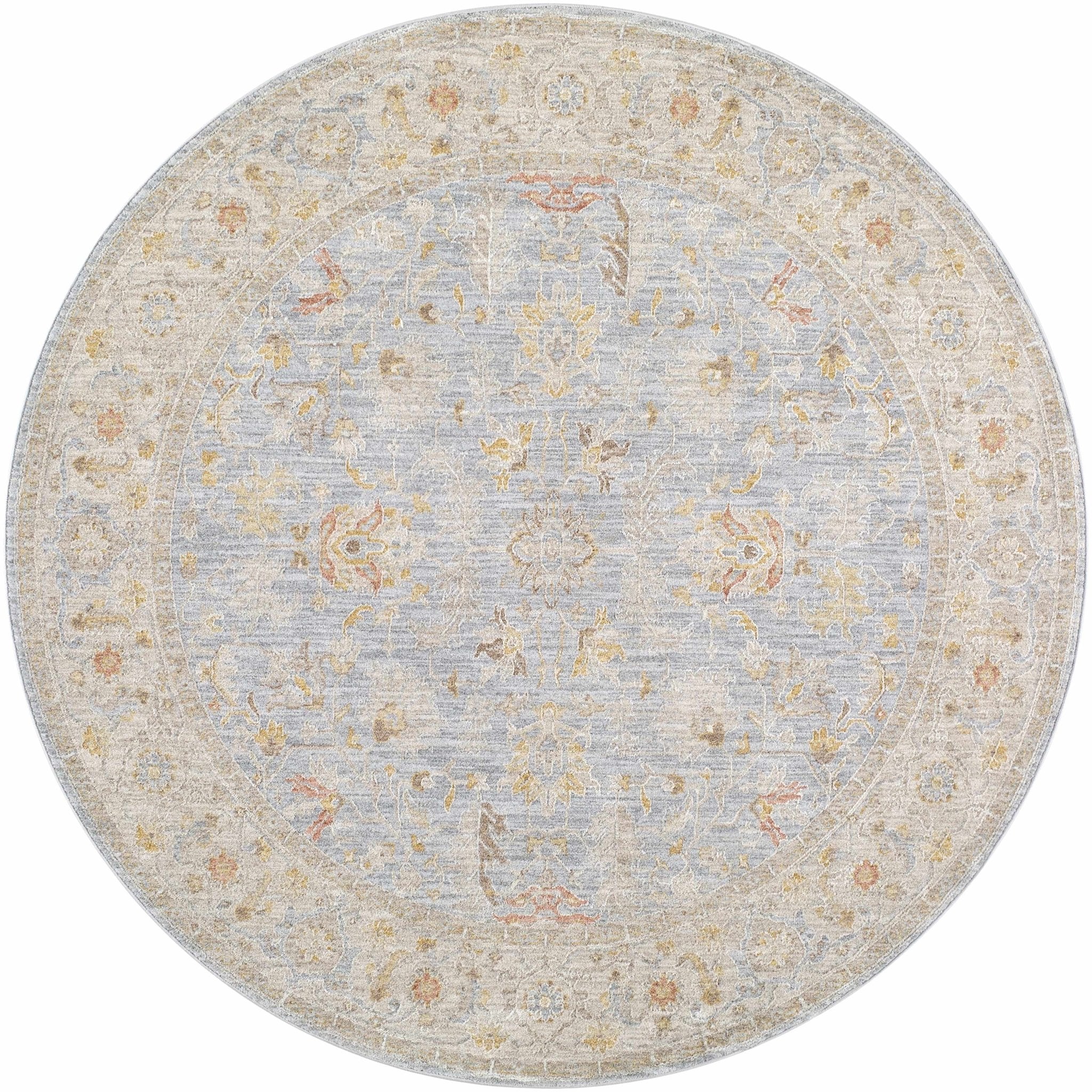 Machine Woven Blue Traditional Oushak Design Rug - Image 14