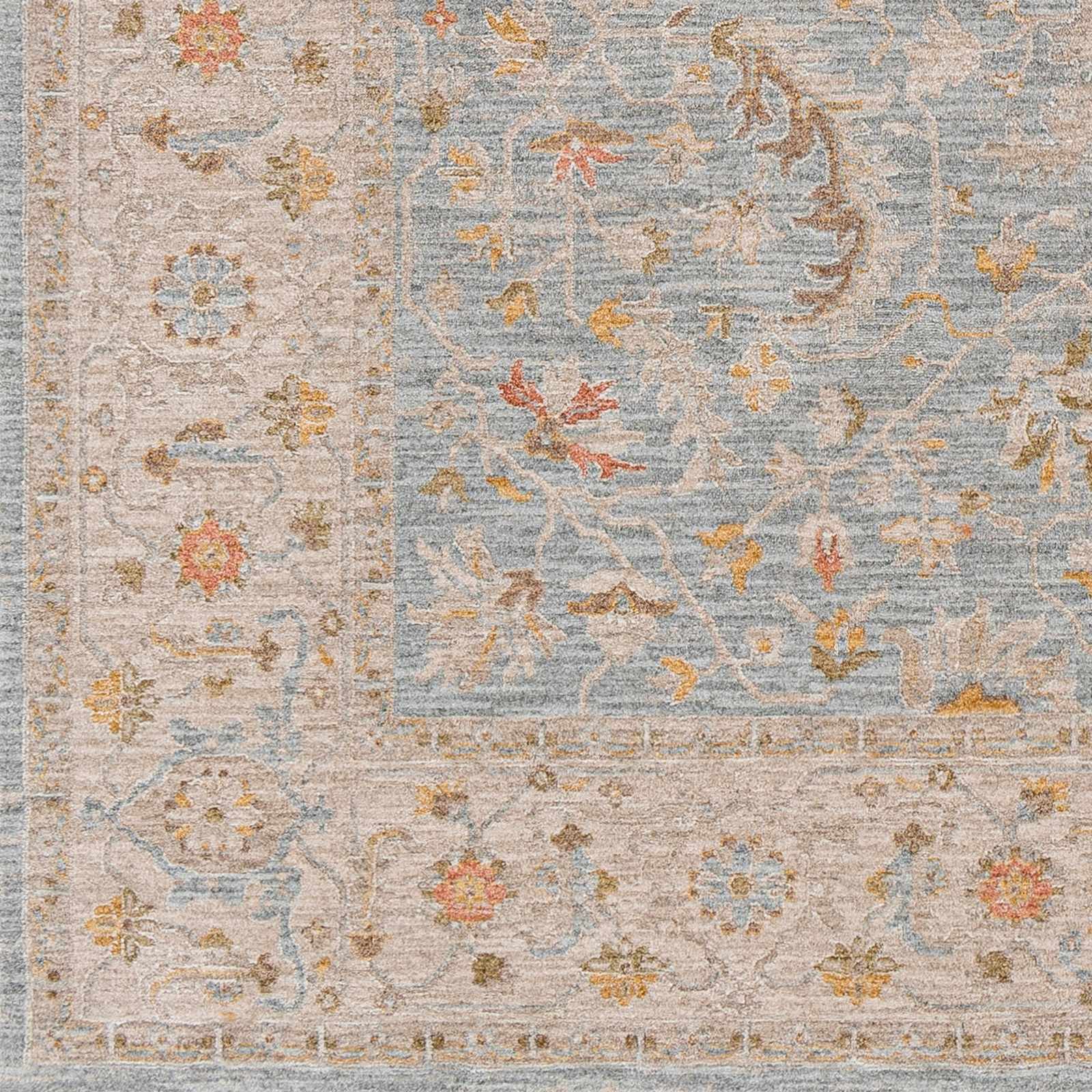 Machine Woven Blue Traditional Oushak Design Rug - Image 2