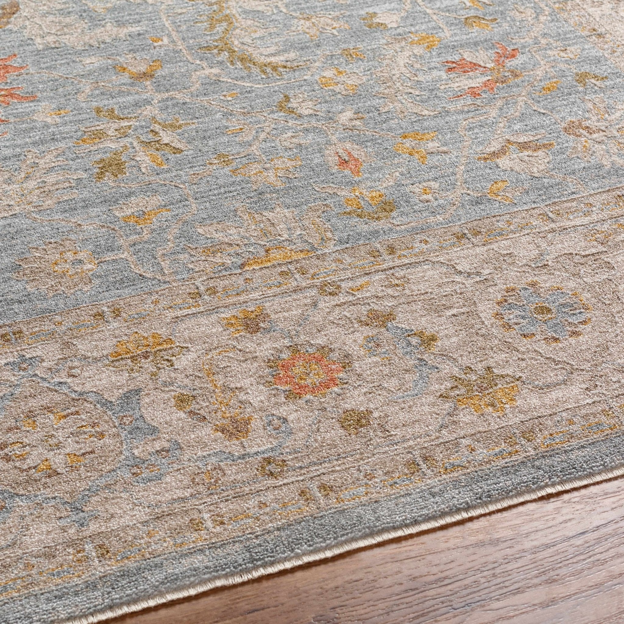 Machine Woven Blue Traditional Oushak Design Rug - Image 3
