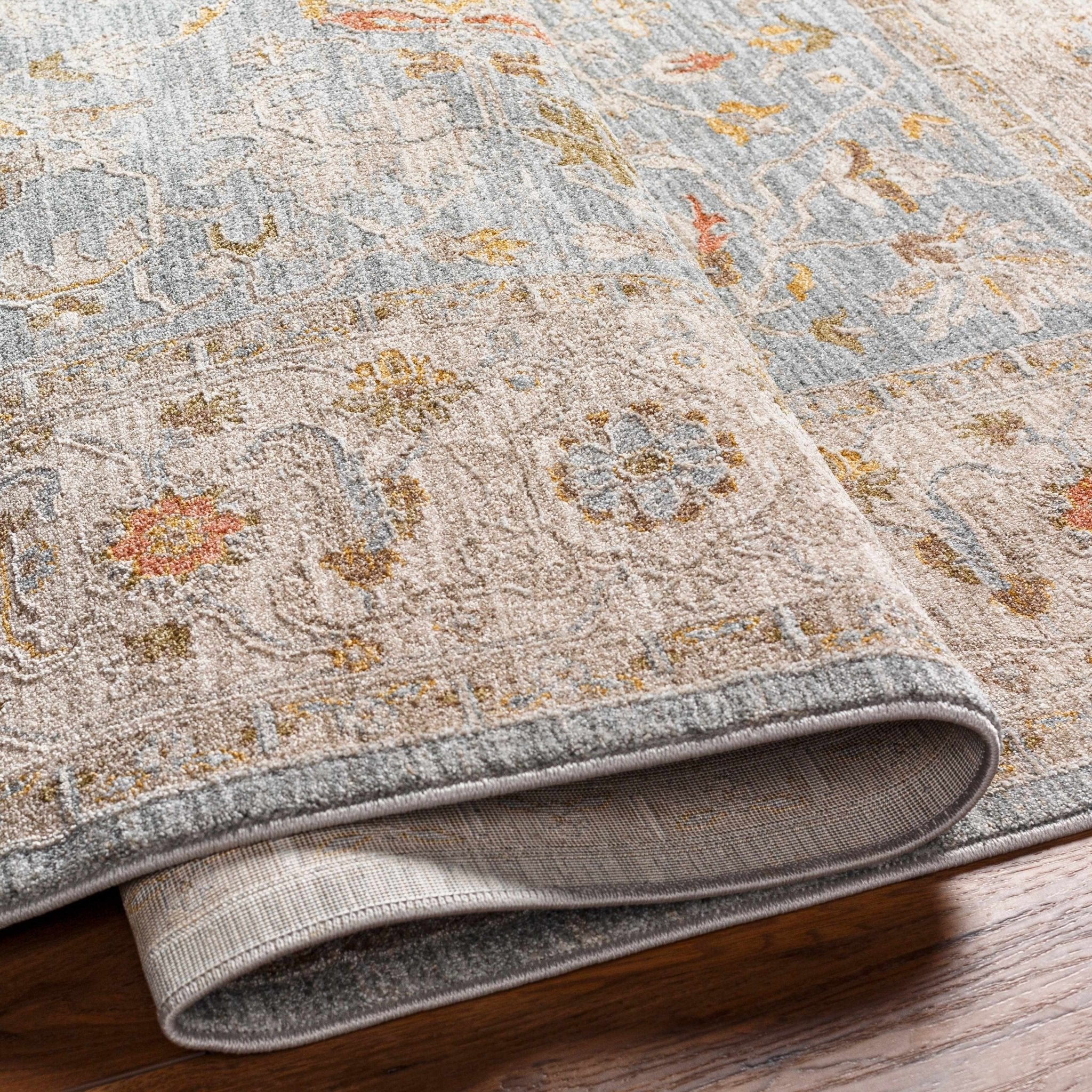 Machine Woven Blue Traditional Oushak Design Rug - Image 4