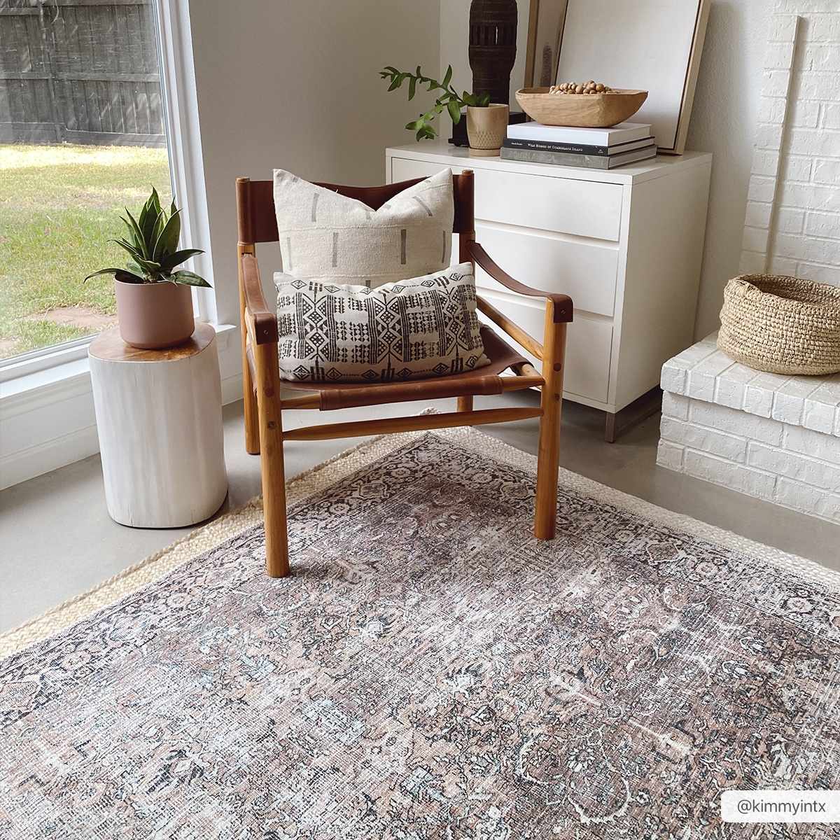 Woven Brown, Ivory and Charcoal Traditional Floral Washable Area Rug - Image 9