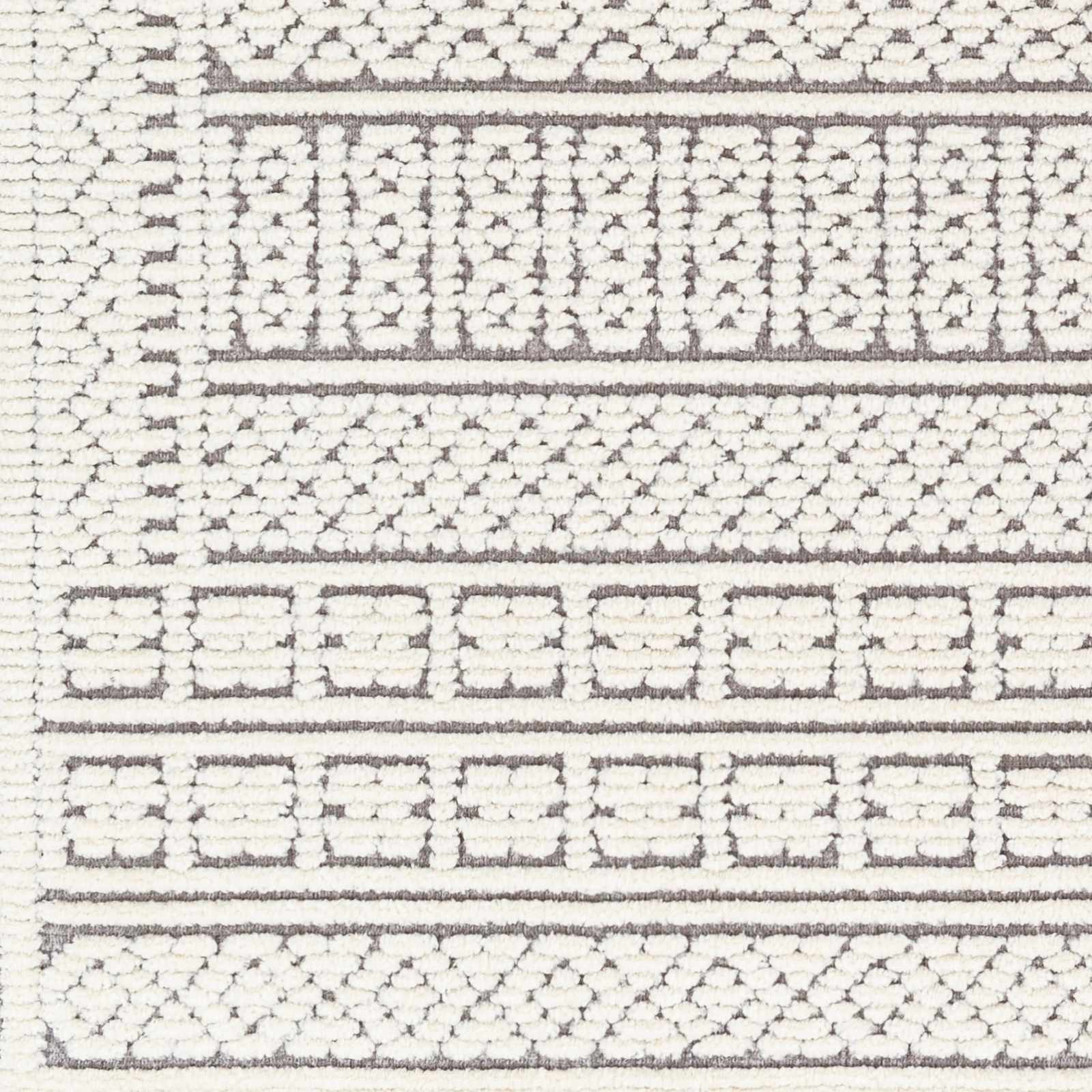 Machine Woven Carved Pattern Ivory and Dusty Mauve Premium Look Machine Washable Rug - Image 5
