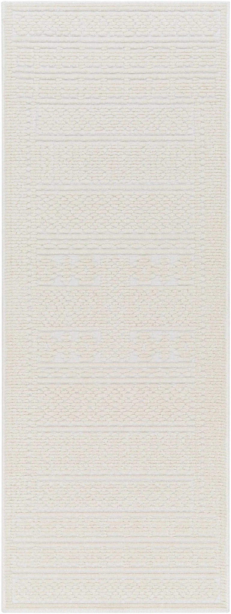Premium look Machine Woven Carved Pattern Solid Beige Machine Washable Rug - Image 8