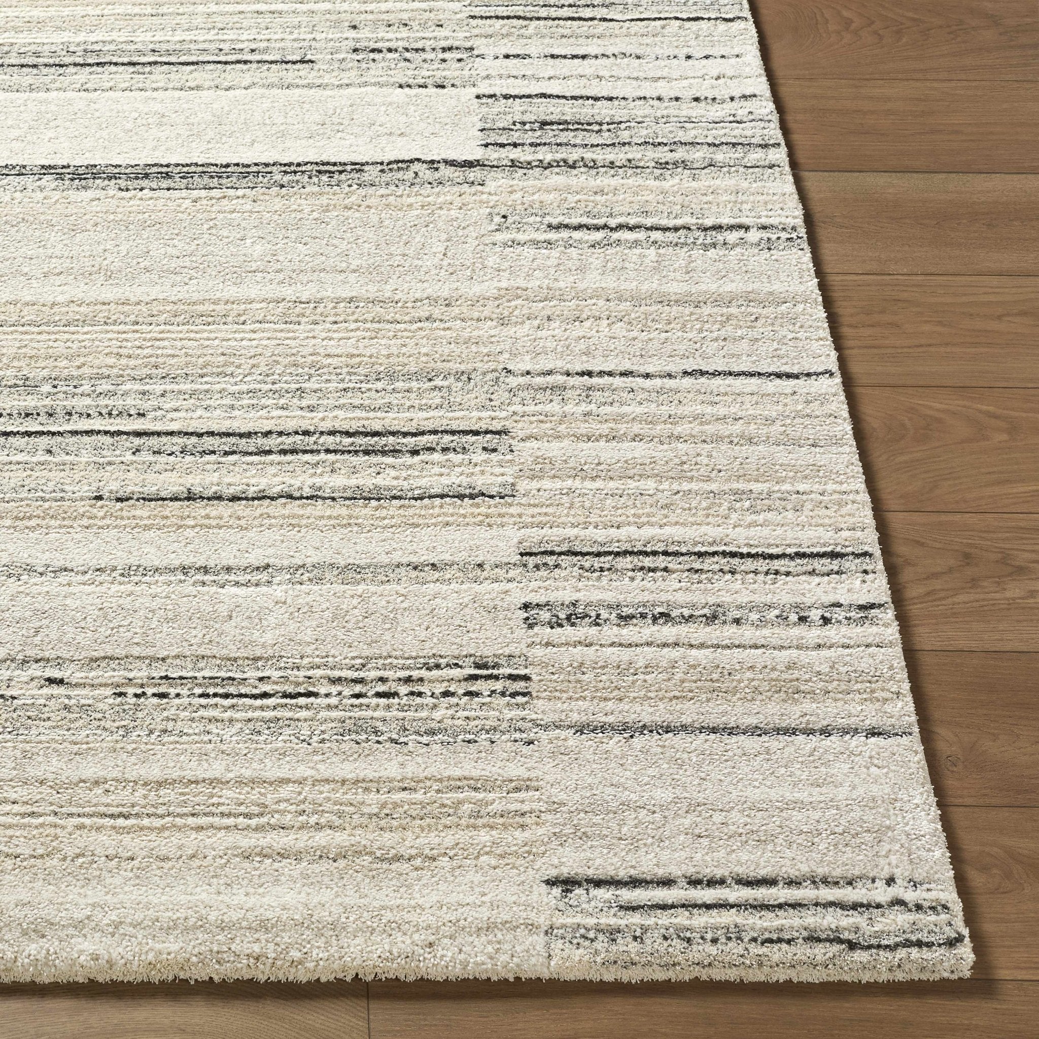 Machine Woven Contemporary Style Cream And Beige Rug - Image 2