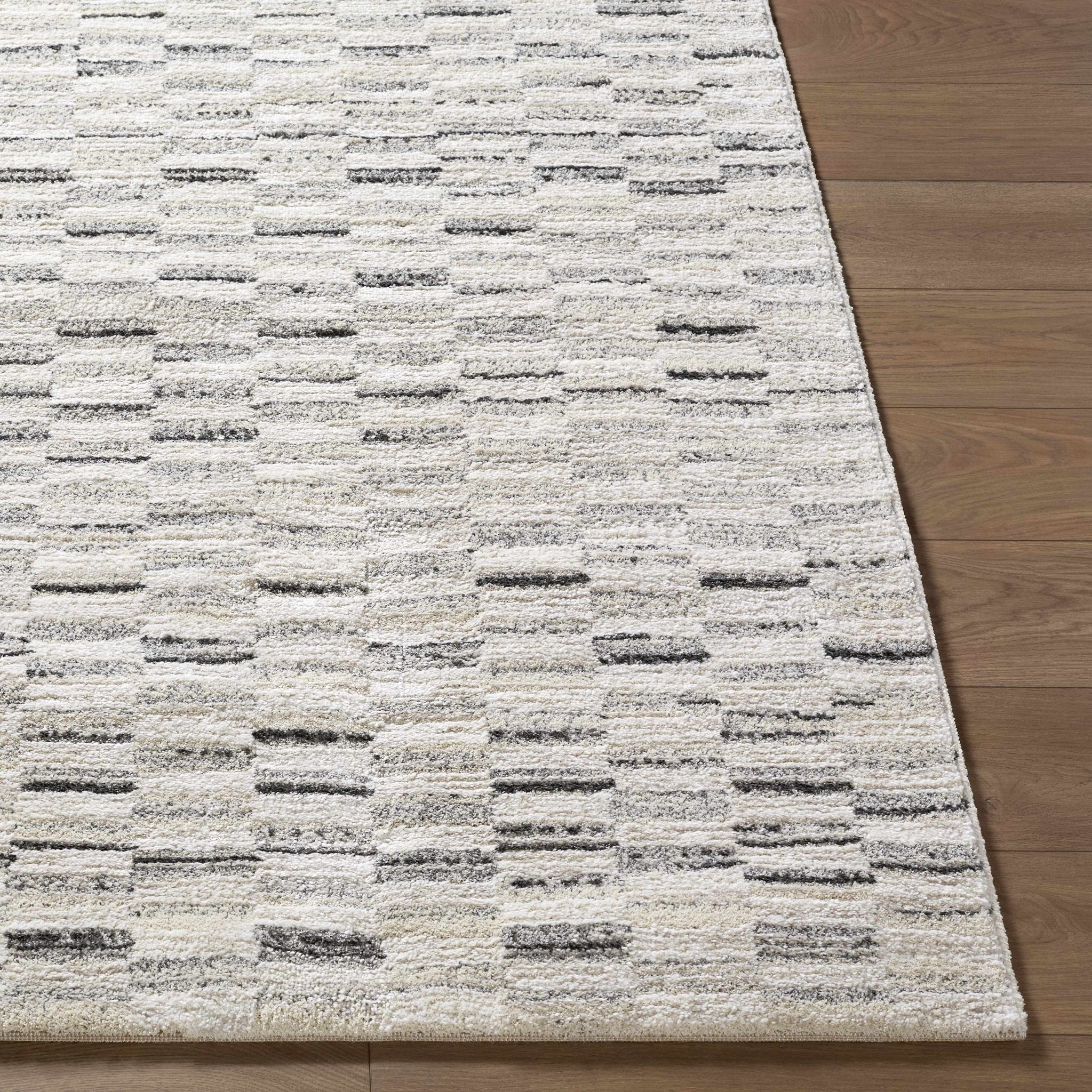 Machine Woven Cream And White Contemporary Style Rug - Image 3