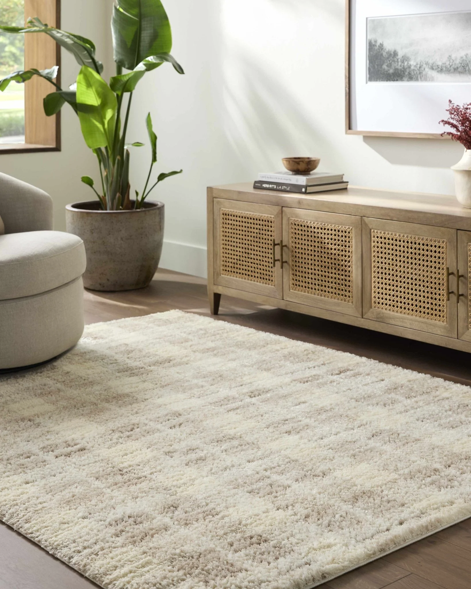 Machine Woven Cream Modern Geometrical Pattern Area Rug - Image 2
