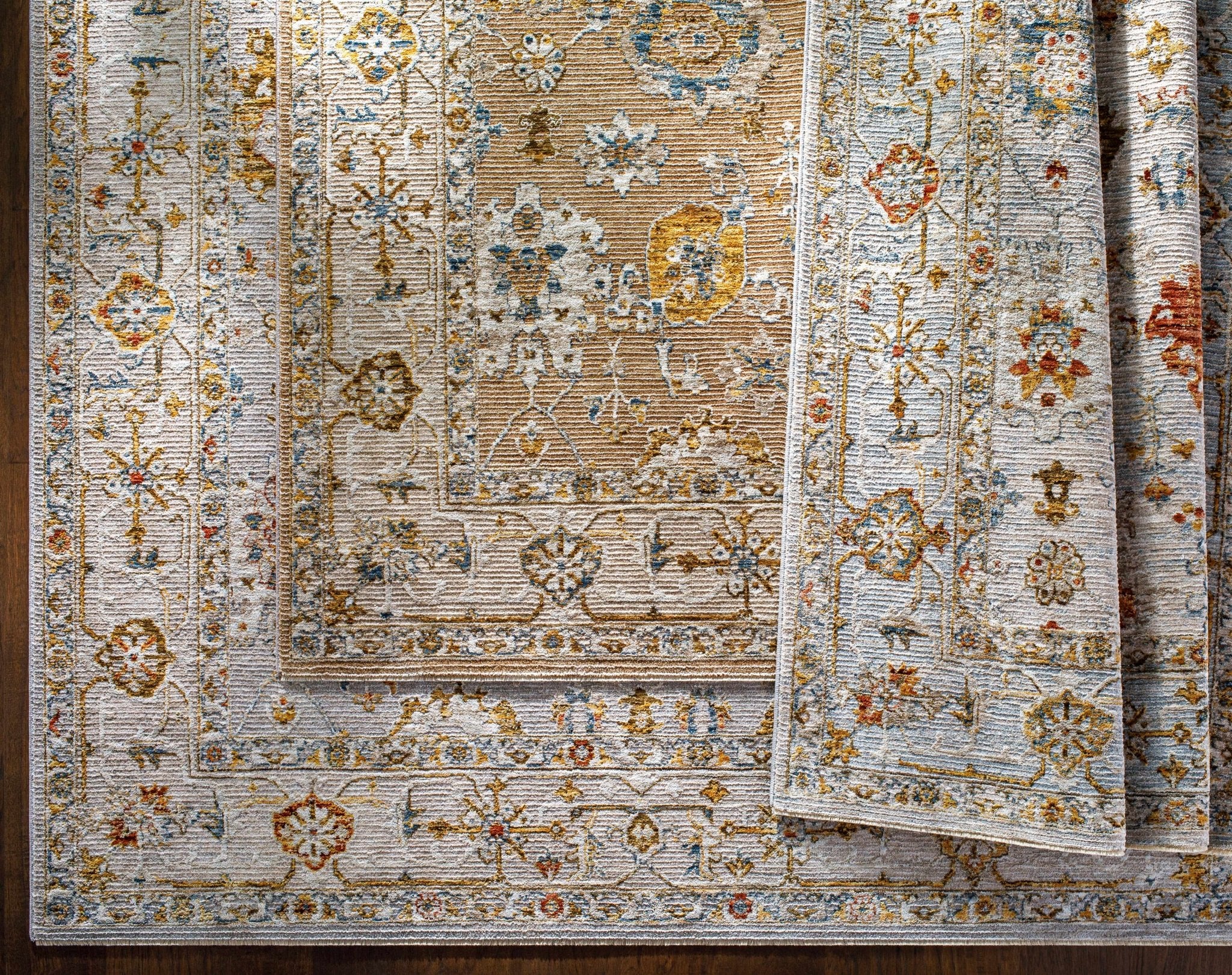 Machine Woven Cream Traditional Oushak Design Rug - Image 12