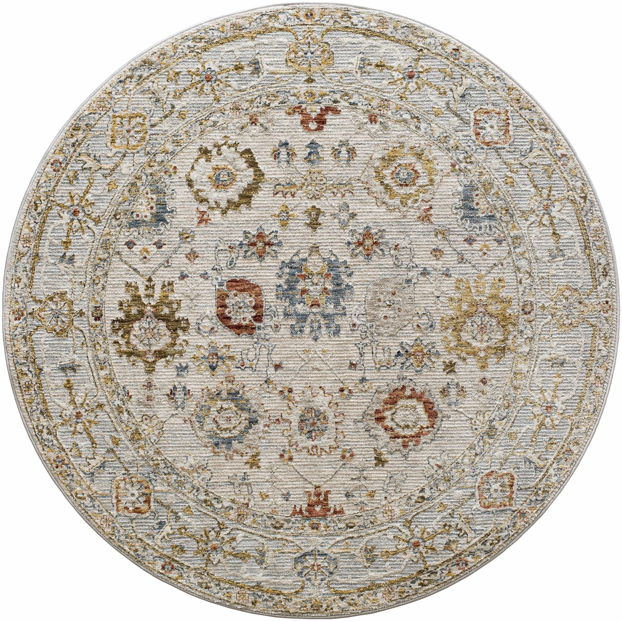 Machine Woven Cream Traditional Oushak Design Rug - Image 13
