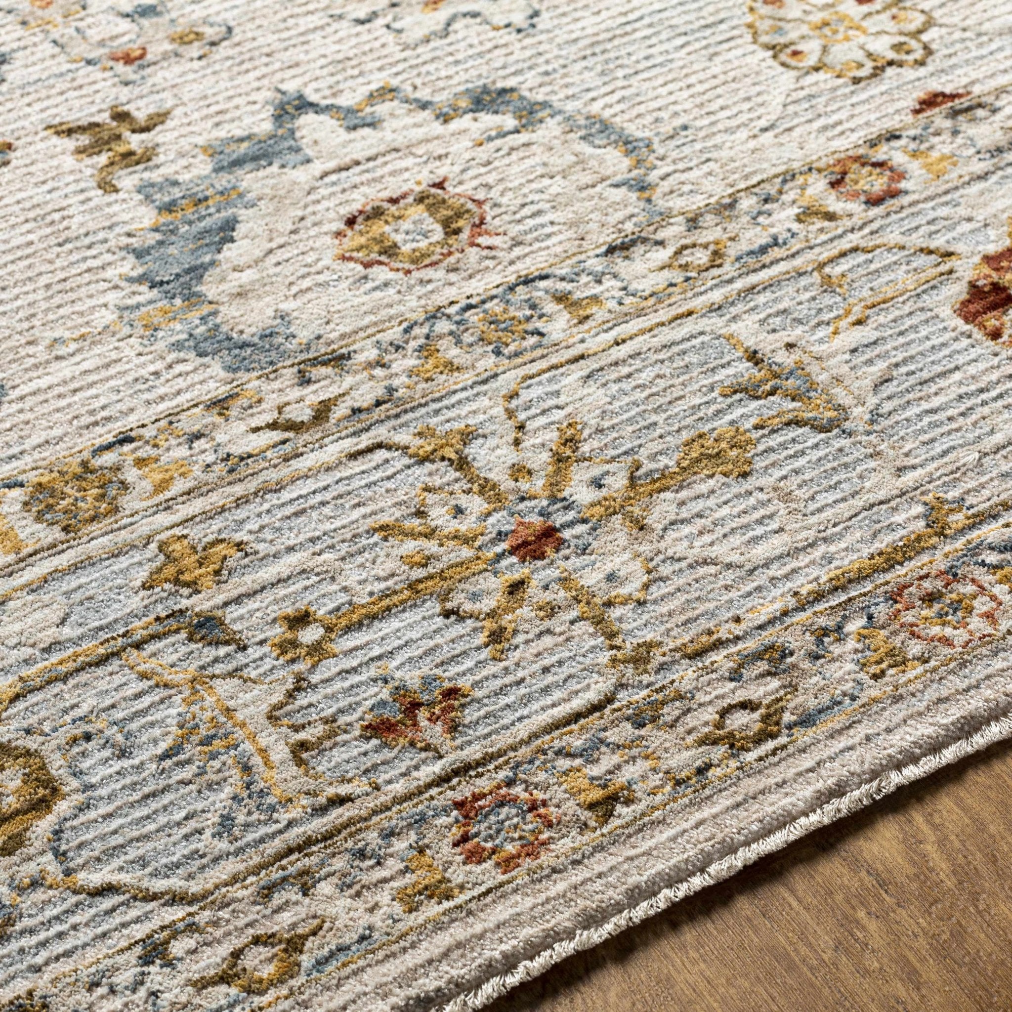 Machine Woven Cream Traditional Oushak Design Rug - Image 2
