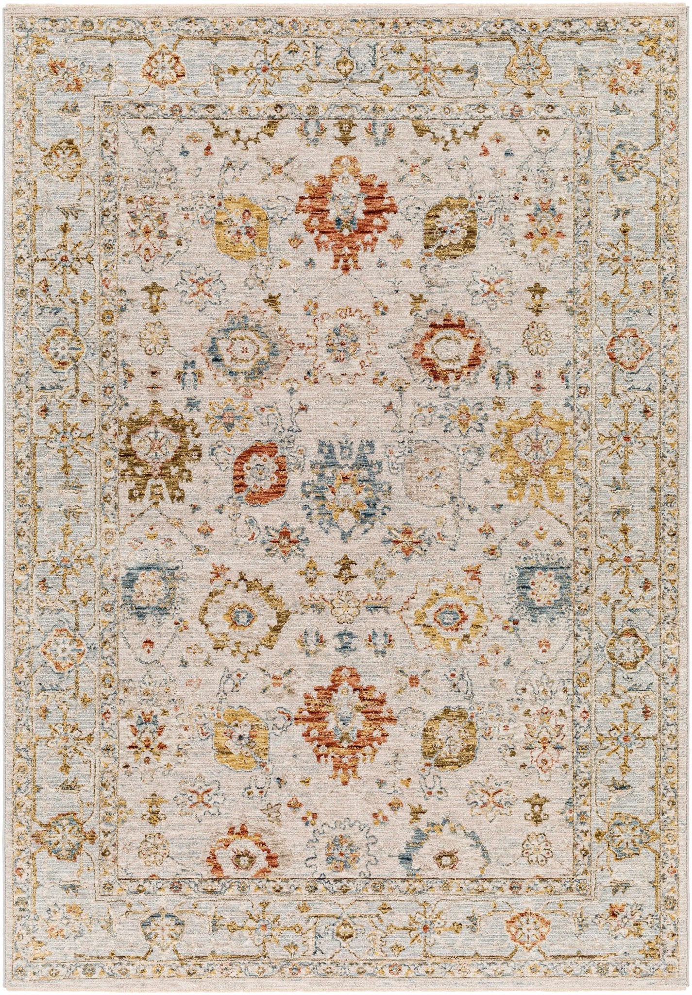 Machine Woven Cream Traditional Oushak Design Rug - Image 3