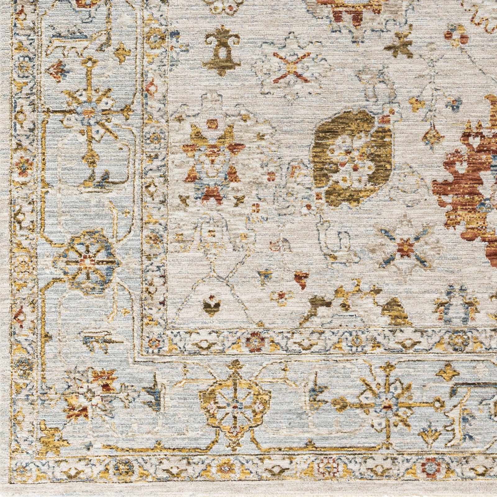 Machine Woven Cream Traditional Oushak Design Rug - Image 5