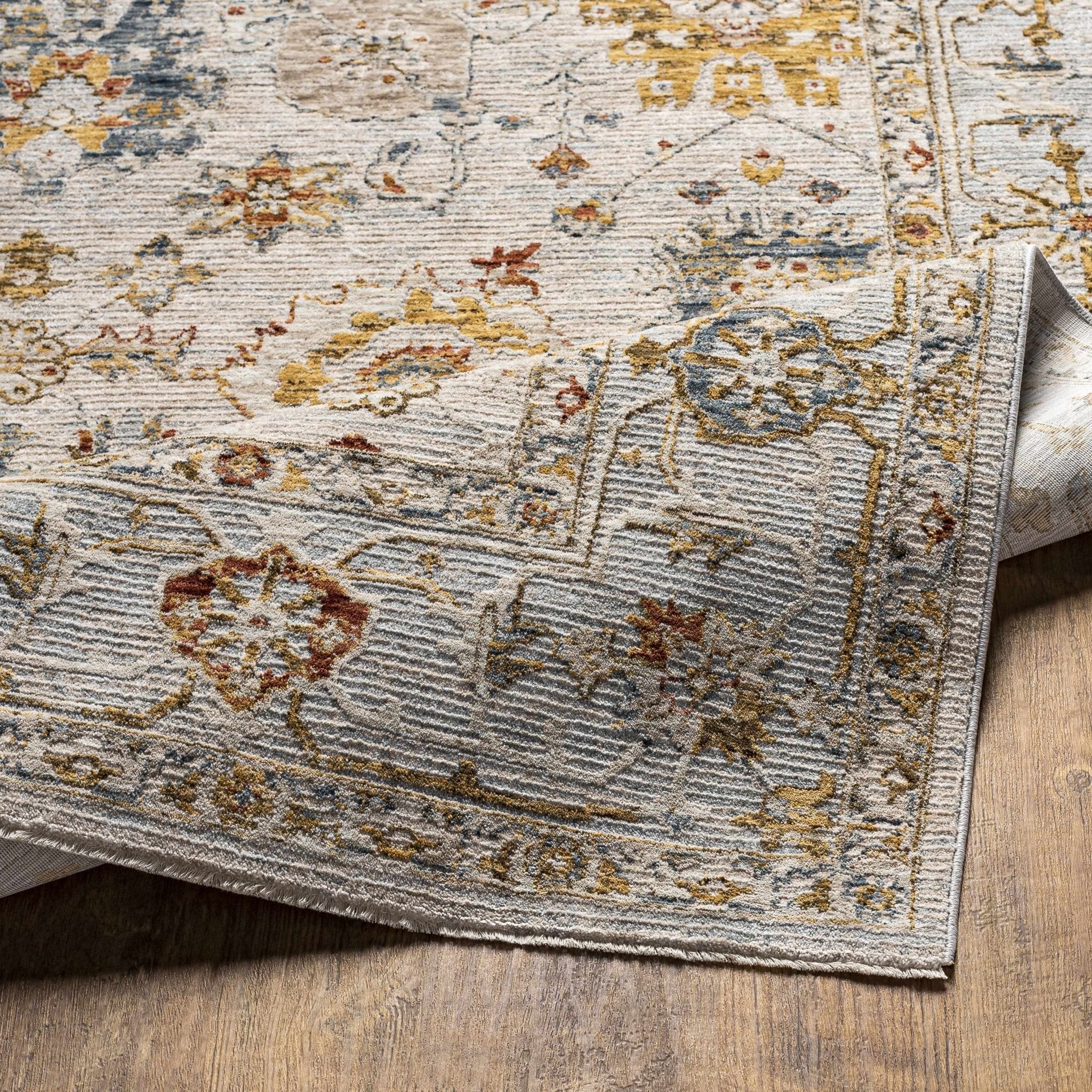 Machine Woven Cream Traditional Oushak Design Rug - Image 6
