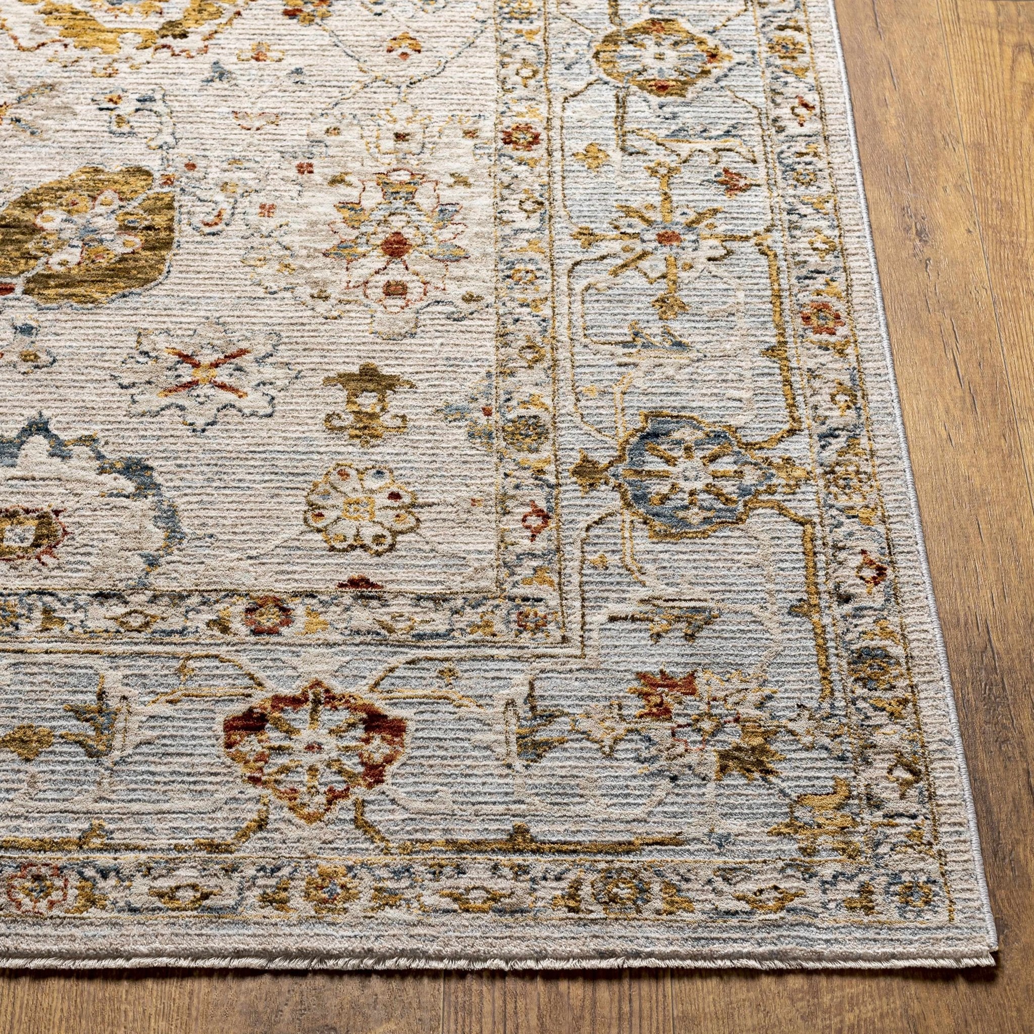 Machine Woven Cream Traditional Oushak Design Rug - Image 8