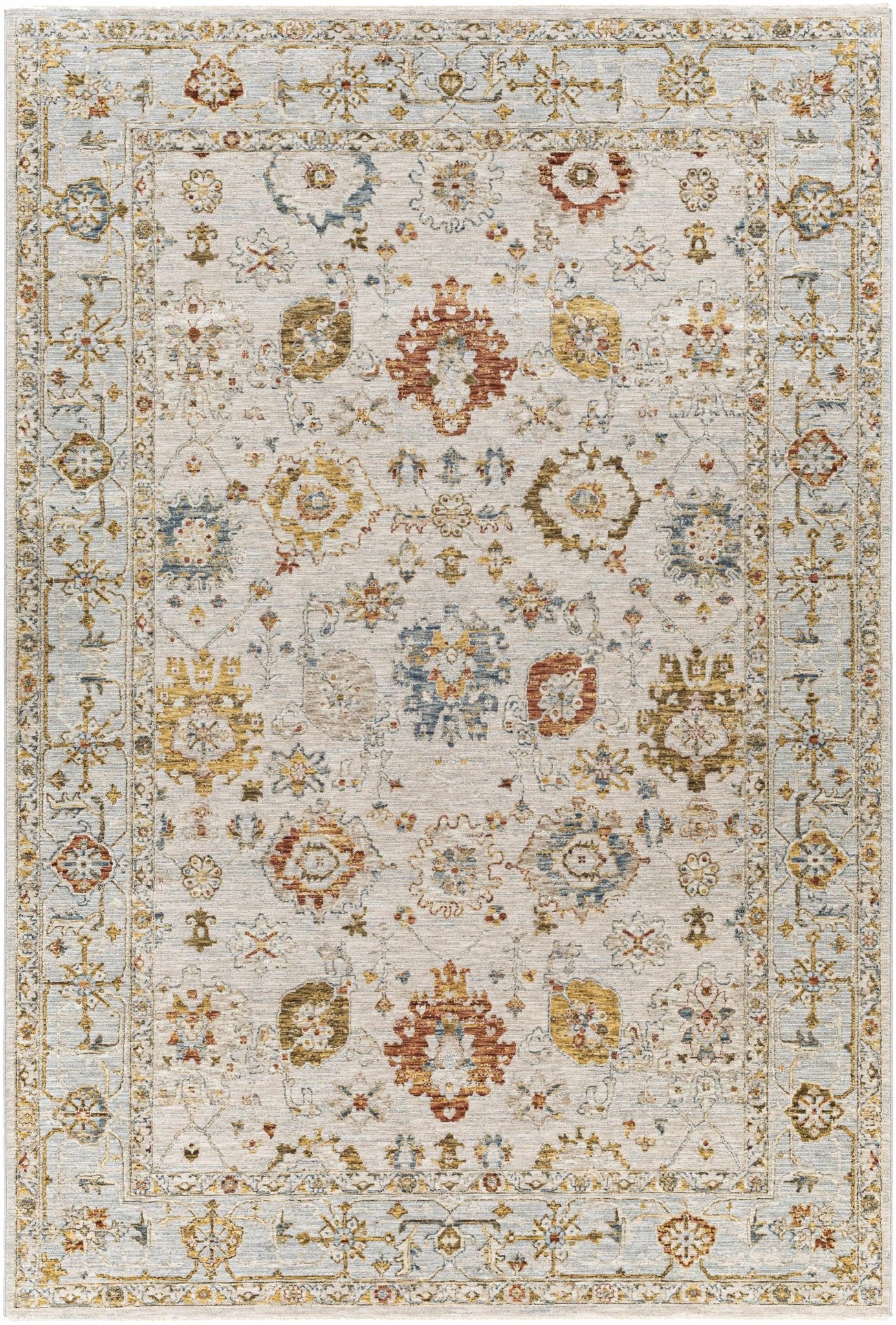 Machine Woven Cream Traditional Oushak Design Rug - Image 9