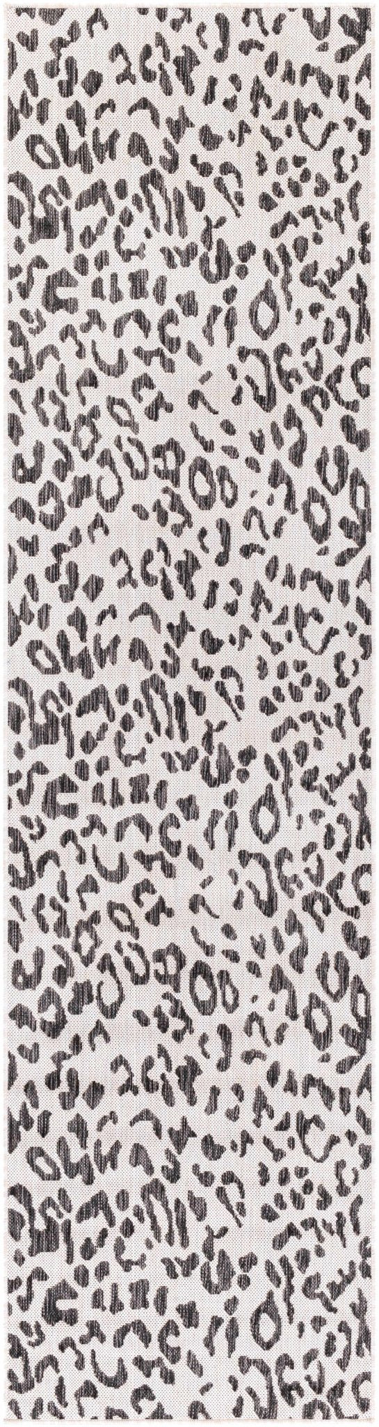 Contemporary Ivory And Charcoal Leopard design Indoor And Outdoor Area Rug - Image 10