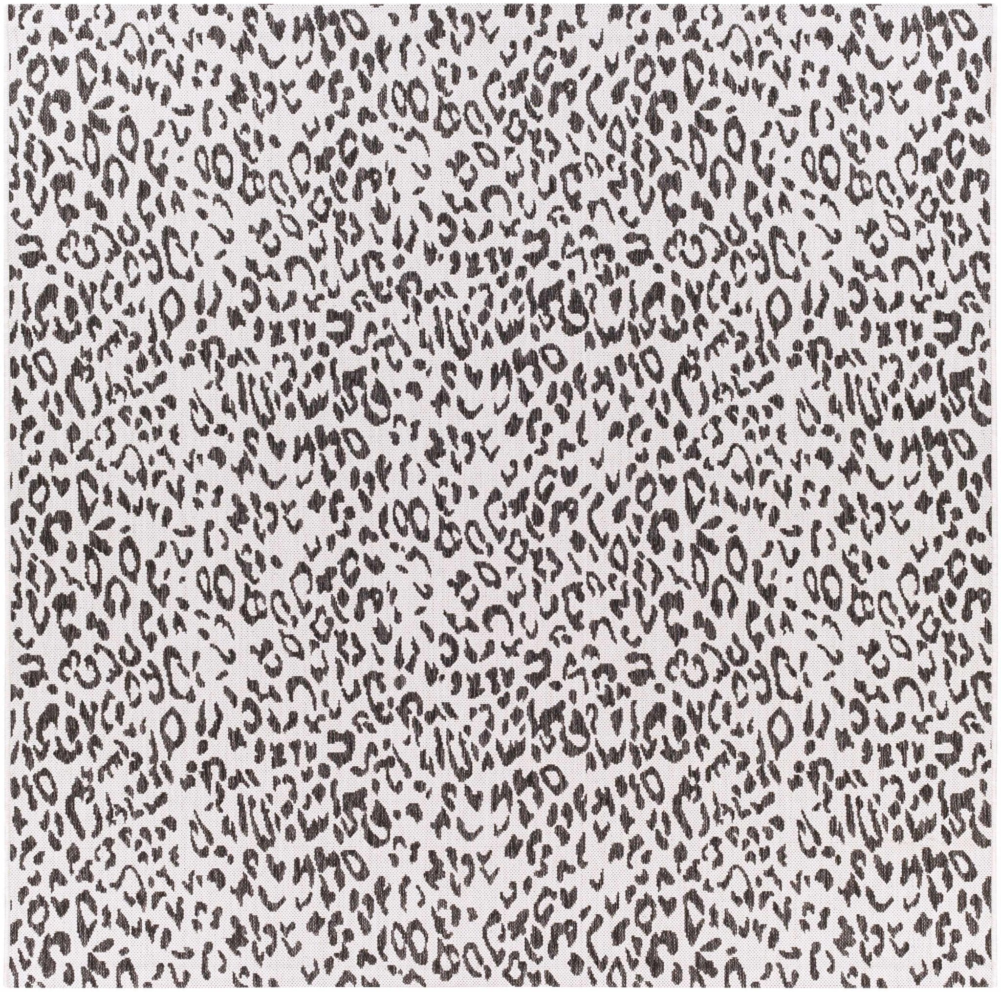 Contemporary Ivory And Charcoal Leopard design Indoor And Outdoor Area Rug - Image 9