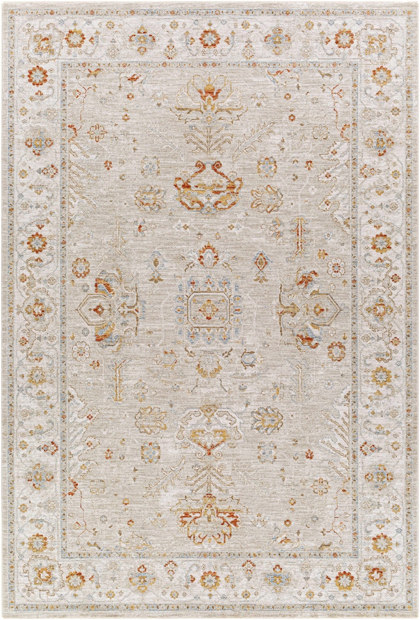 Machine Woven Ivory Traditional Oushak Design Area Rug - Image 13