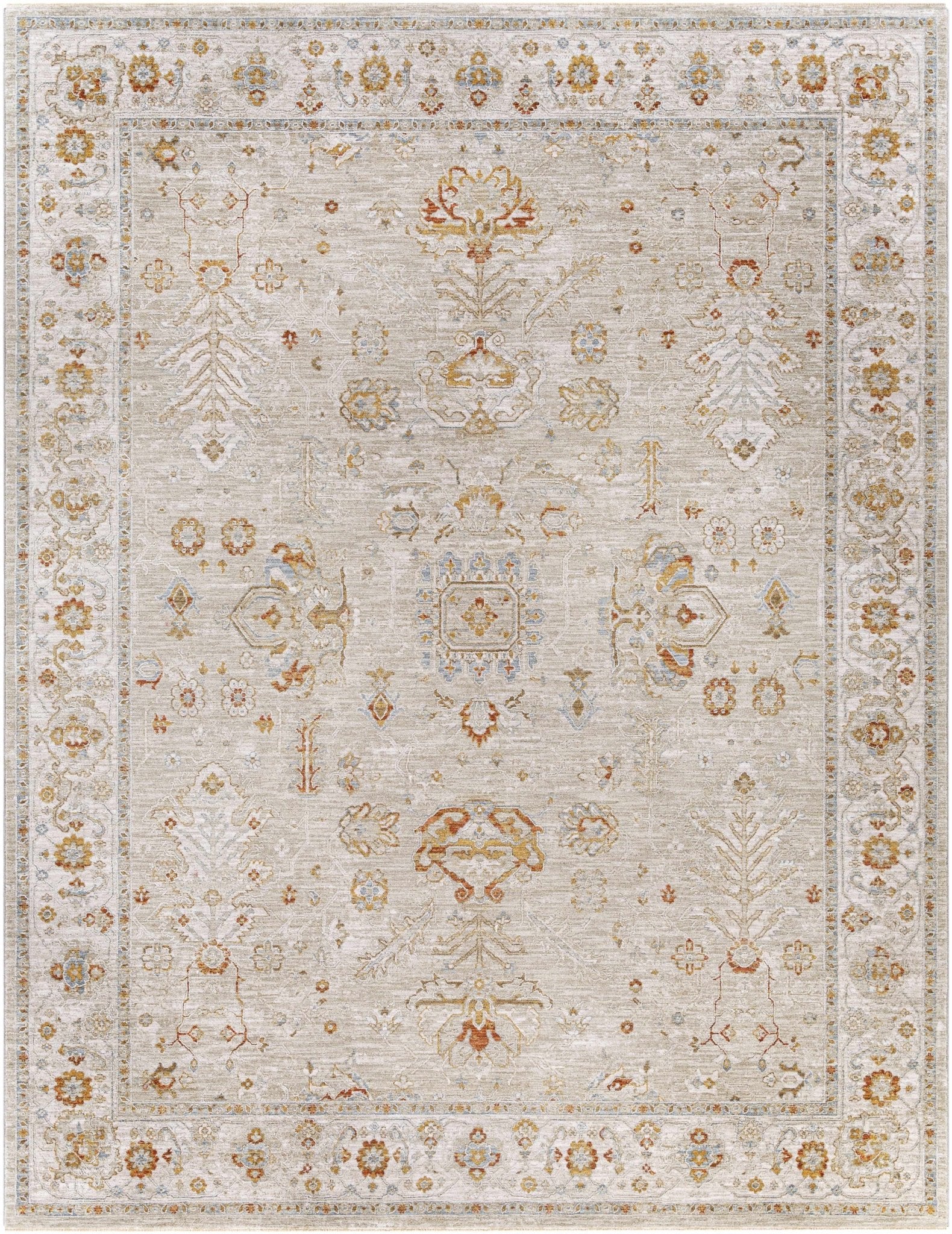 Machine Woven Ivory Traditional Oushak Design Area Rug - Image 2