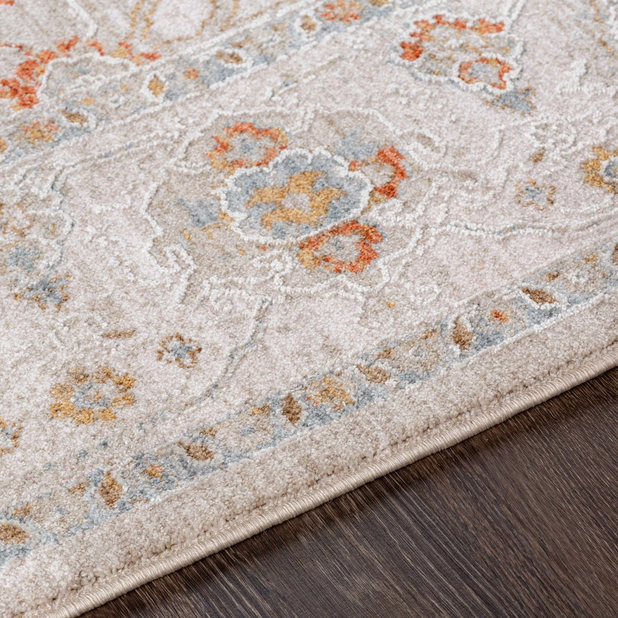 Machine Woven Ivory Traditional Oushak Design Area Rug - Image 4