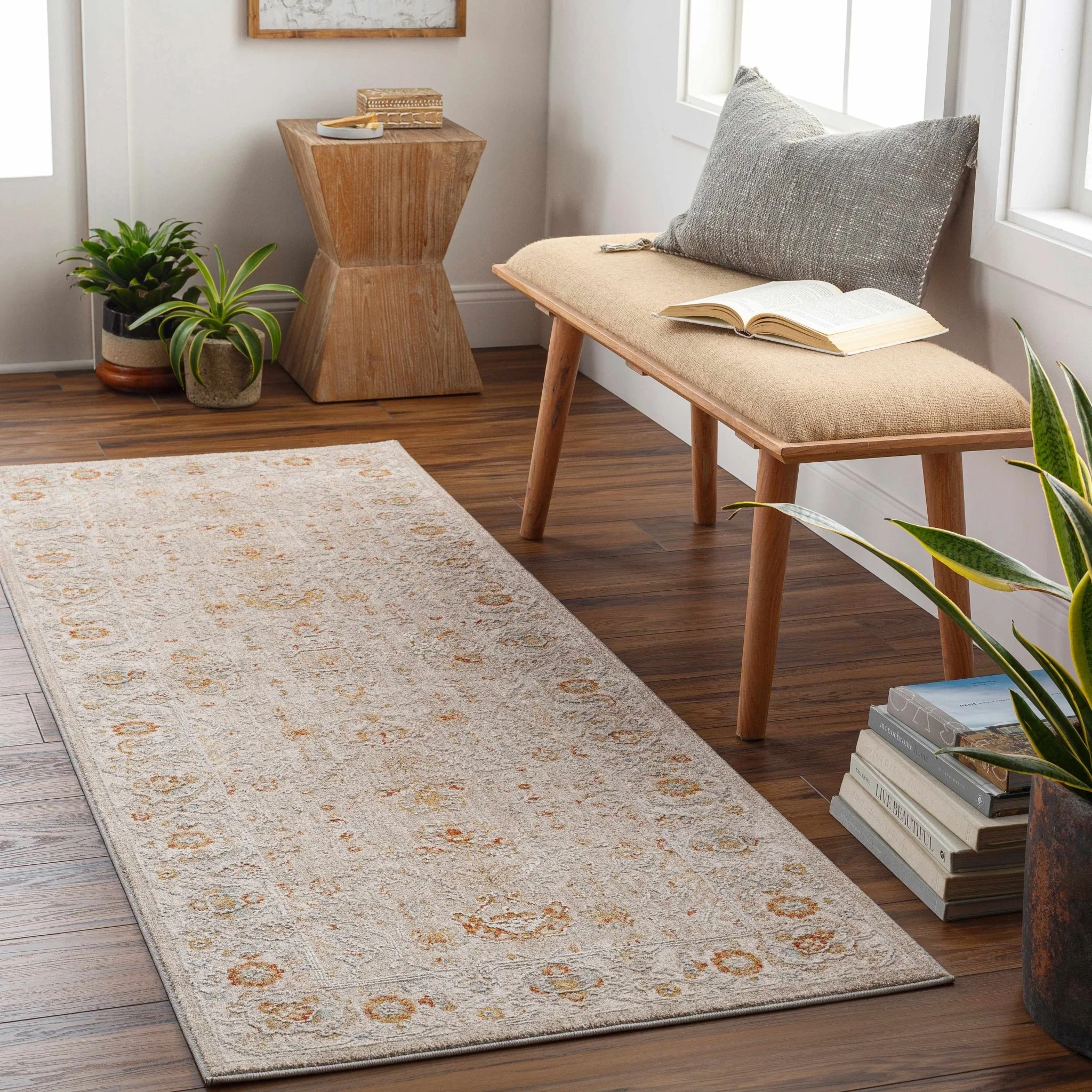 Machine Woven Ivory Traditional Oushak Design Area Rug - Image 6