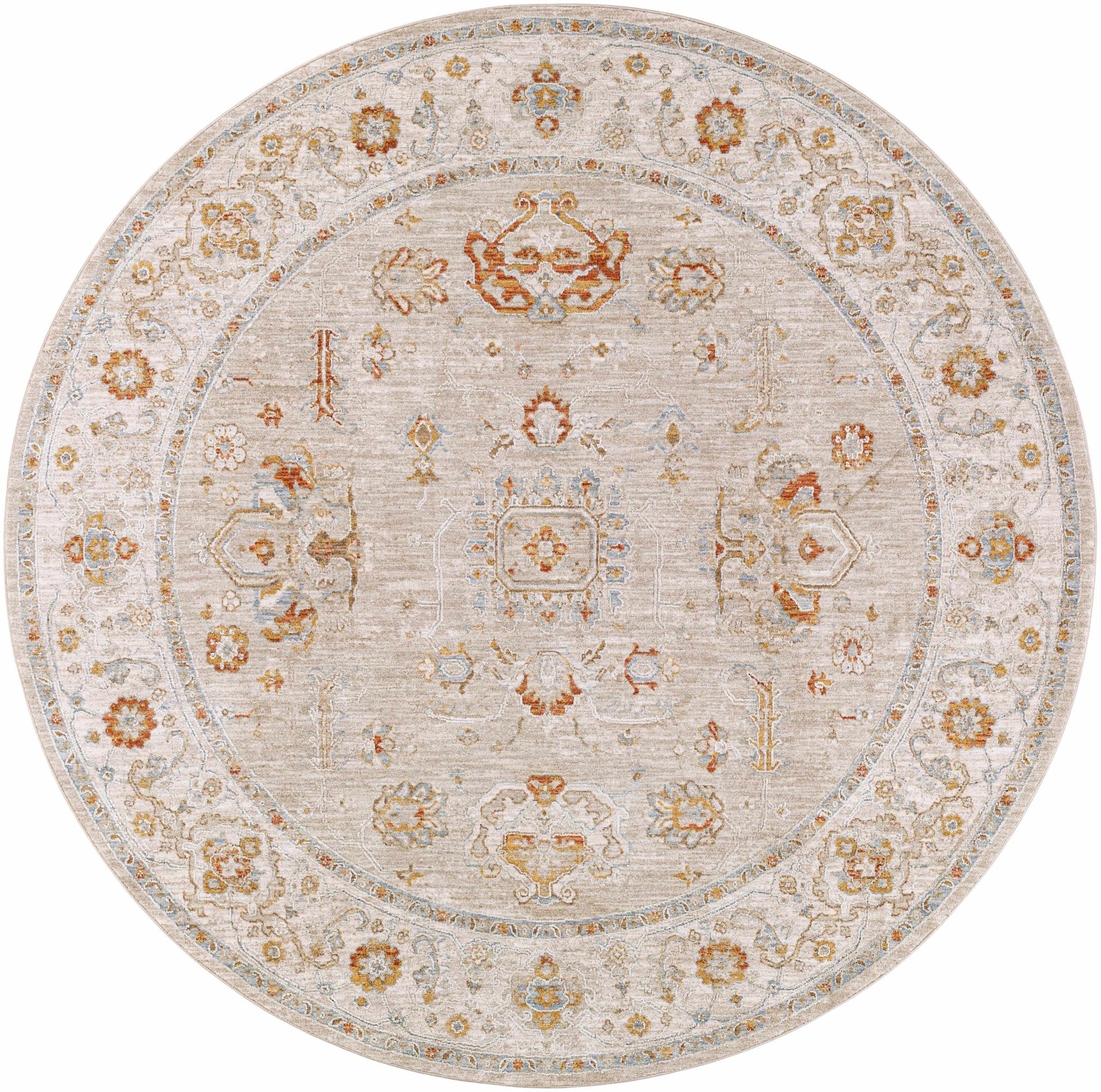 Machine Woven Ivory Traditional Oushak Design Area Rug - Image 8