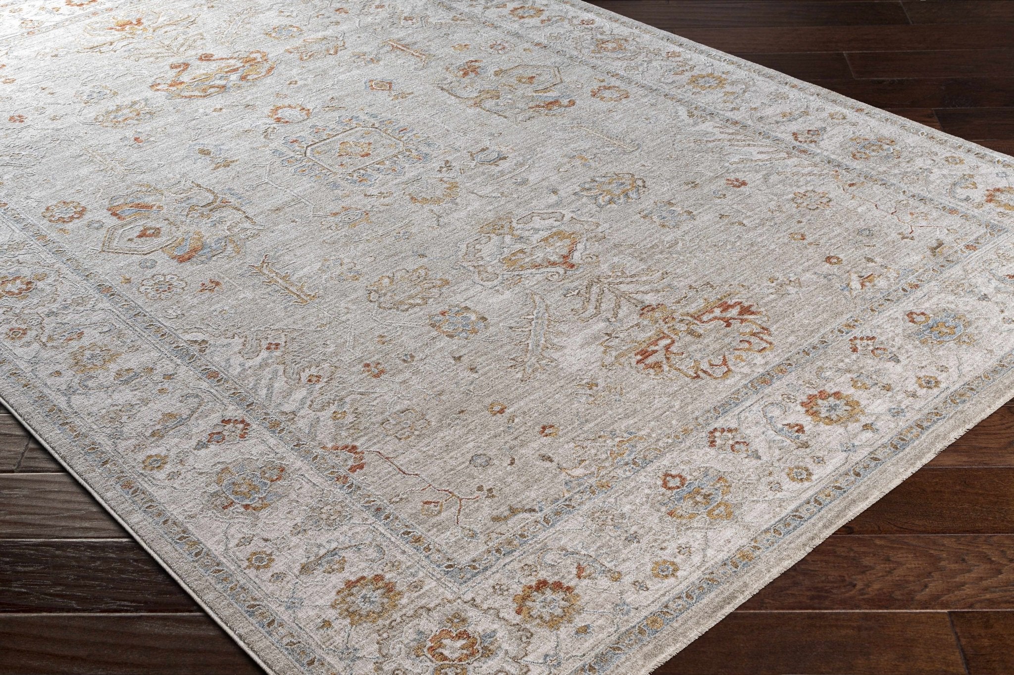 Machine Woven Ivory Traditional Oushak Design Area Rug - Image 9