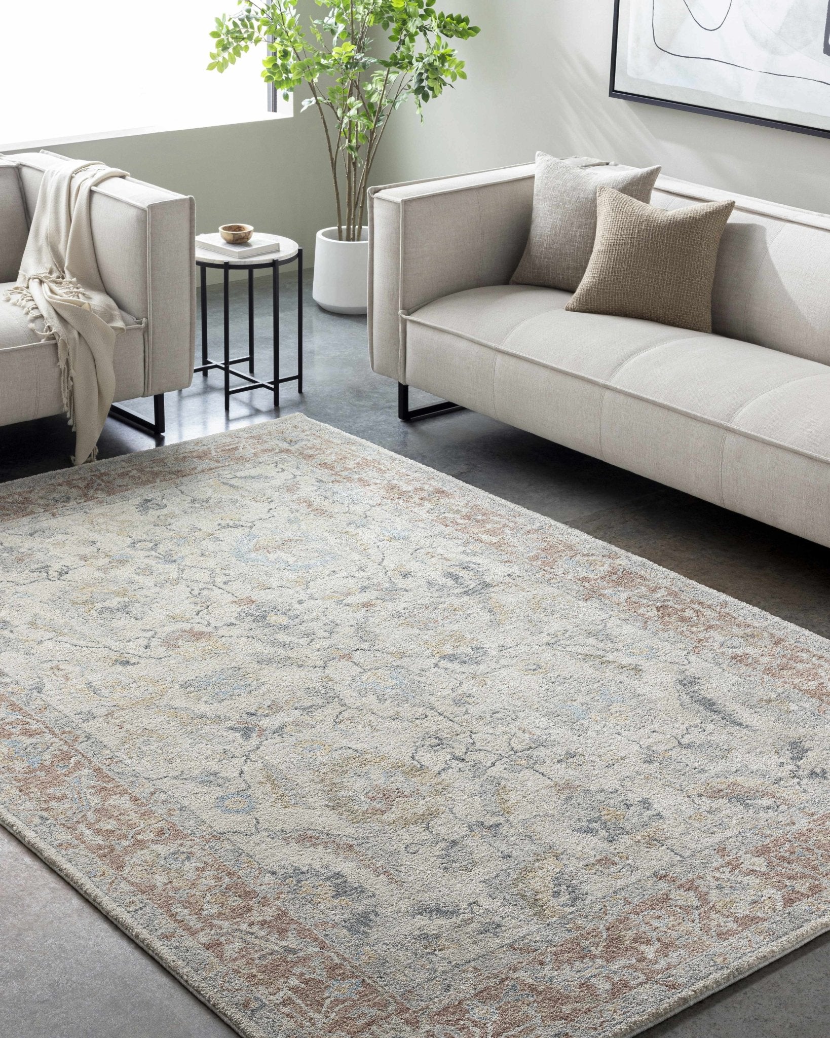 Machine Woven Ivory Traditional Style Area Rug - Image 7