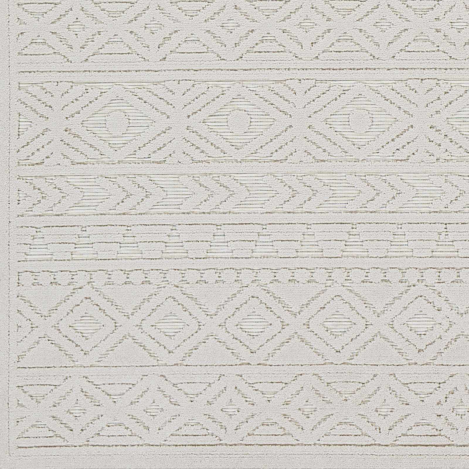 Machine Woven Modern Geometrical Off-White Outdoor Area Rug - Image 3
