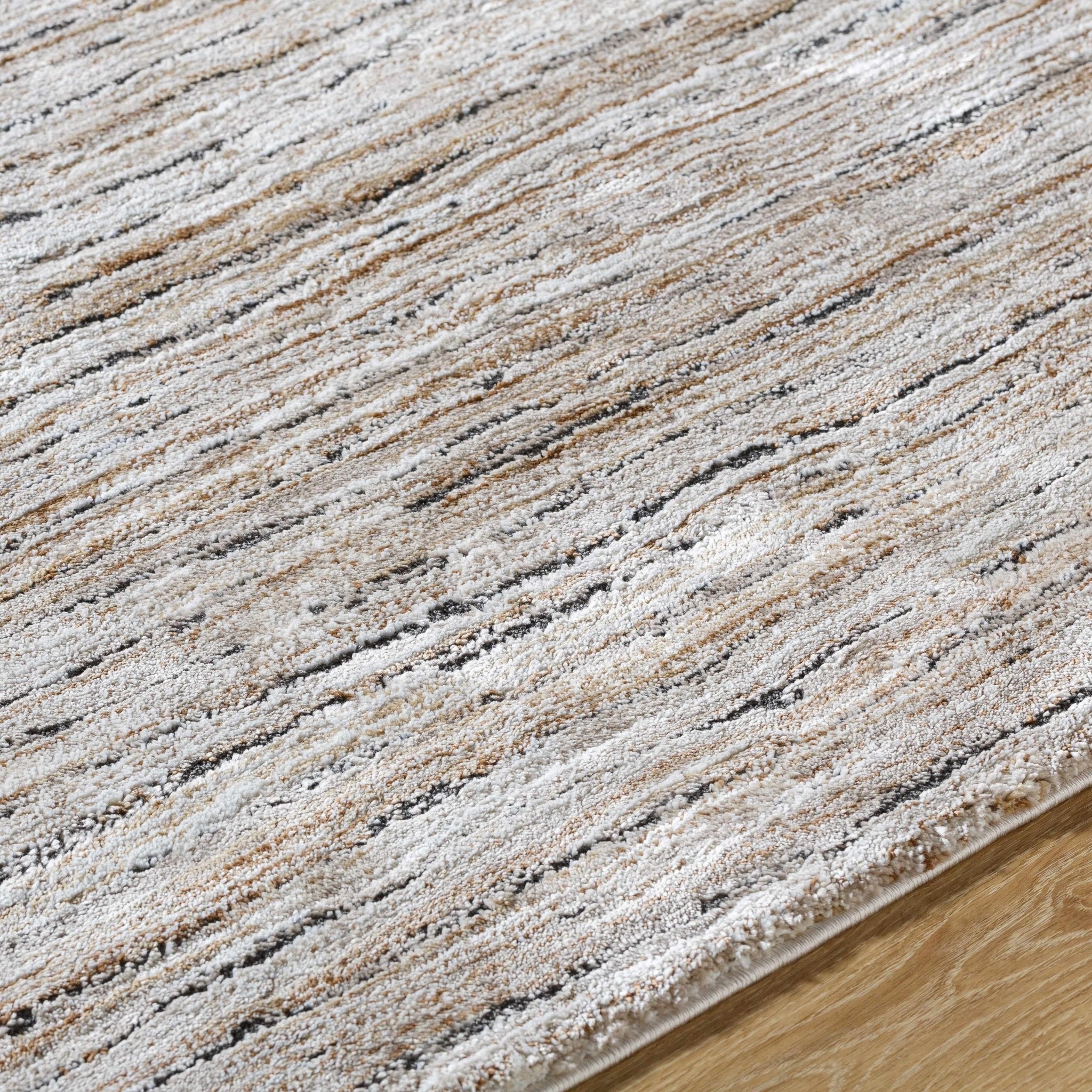 Machine Woven Tan And Black Contemporary Style Area Rug - Image 6