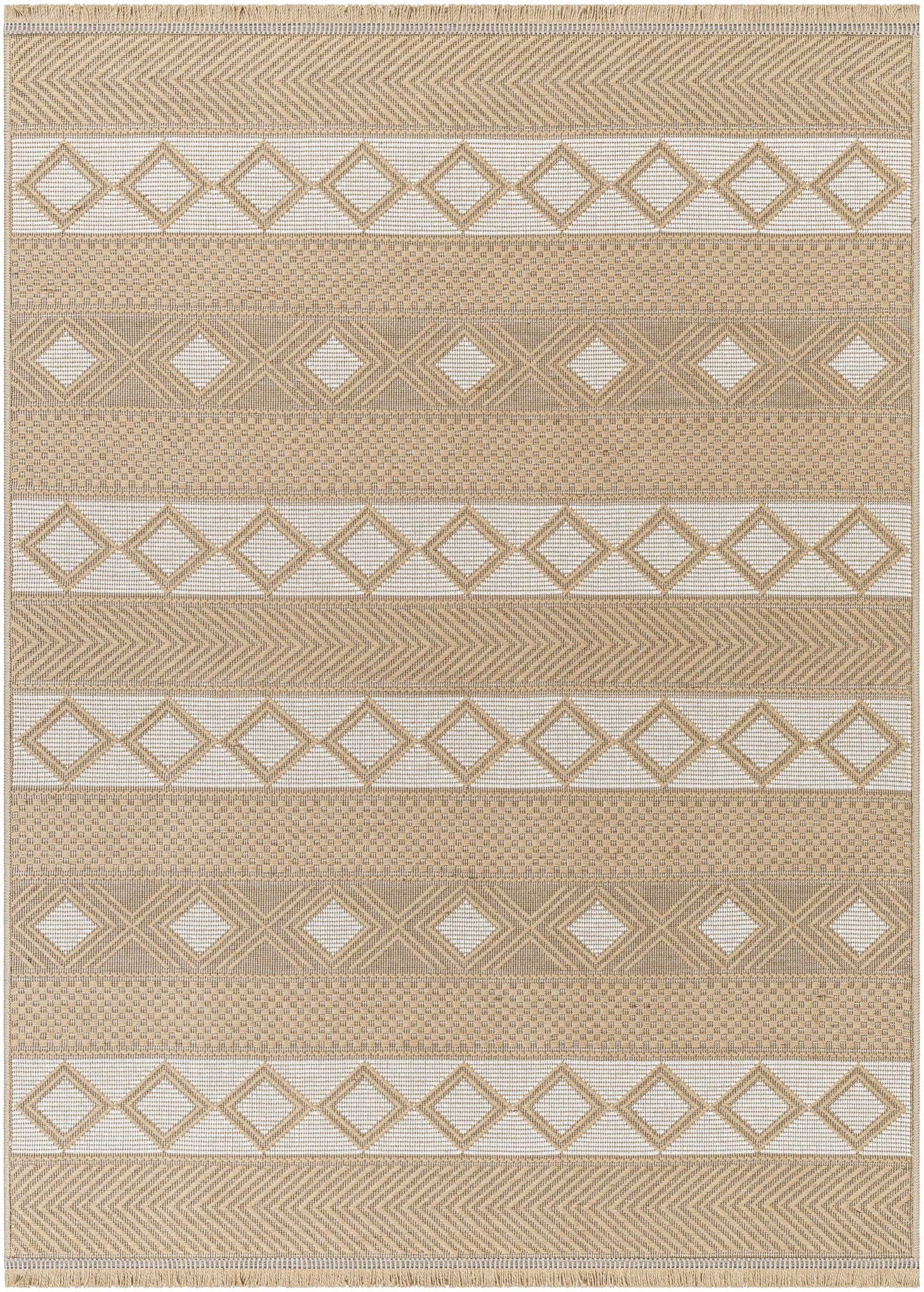 Machine Woven Tan Bohemian Style Jute Rug - Image 2