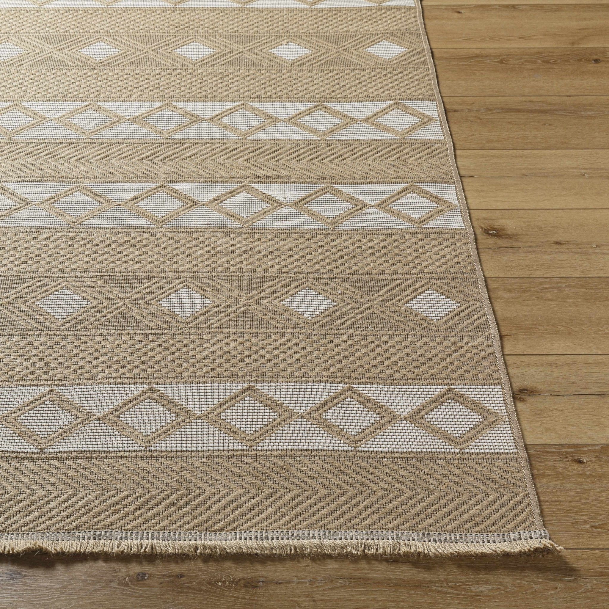 Machine Woven Tan Bohemian Style Jute Rug - Image 3