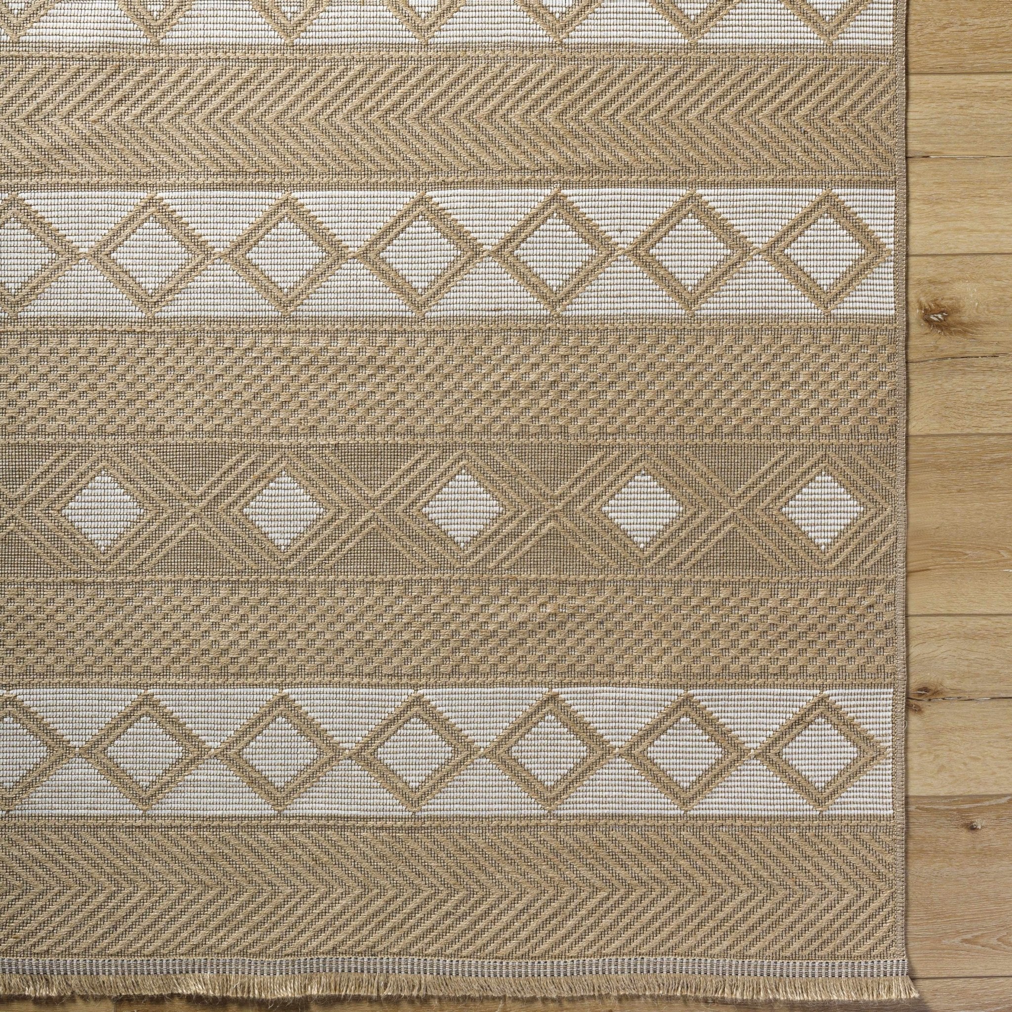 Machine Woven Tan Bohemian Style Jute Rug - Image 5