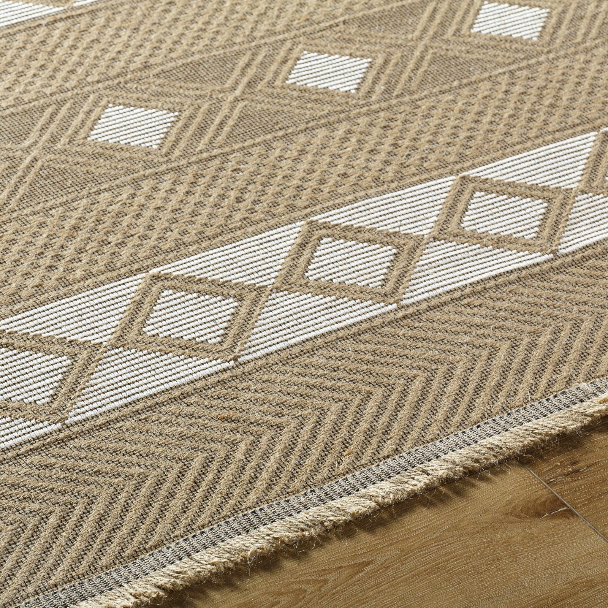 Machine Woven Tan Bohemian Style Jute Rug - Image 6