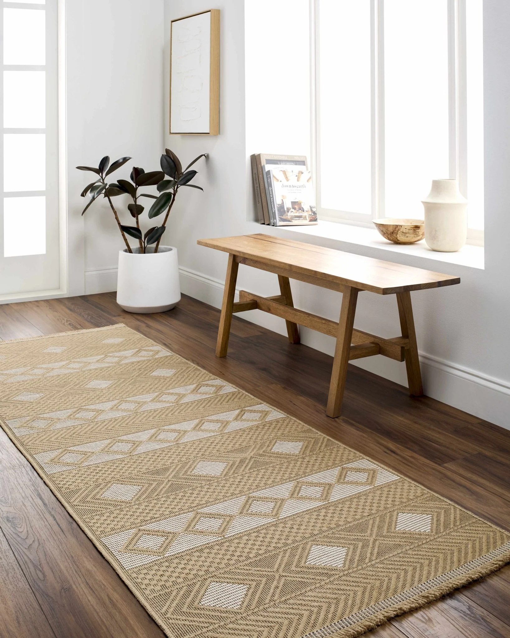 Machine Woven Tan Bohemian Style Jute Rug - Image 8