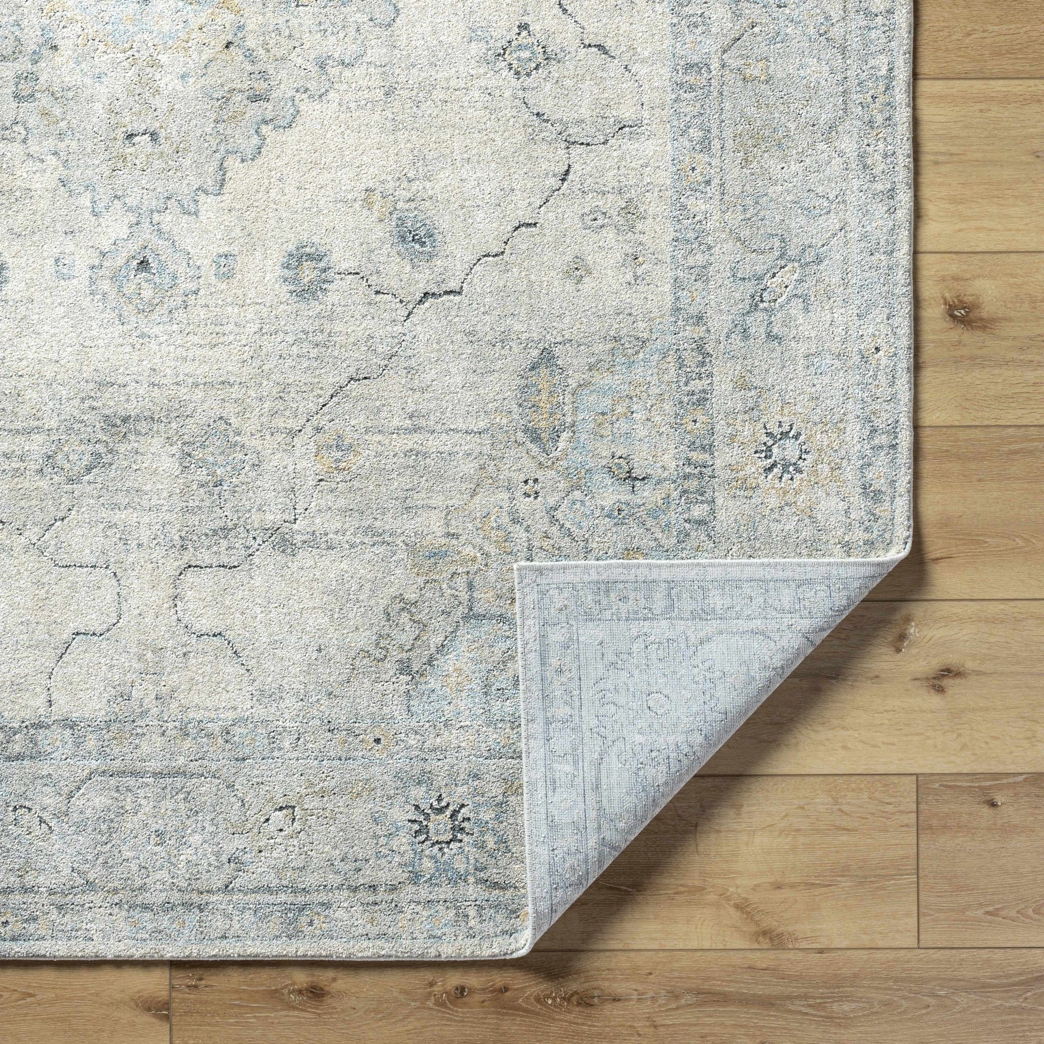 Machine Woven Traditional Style Beige And Gray Area Rug - Image 4