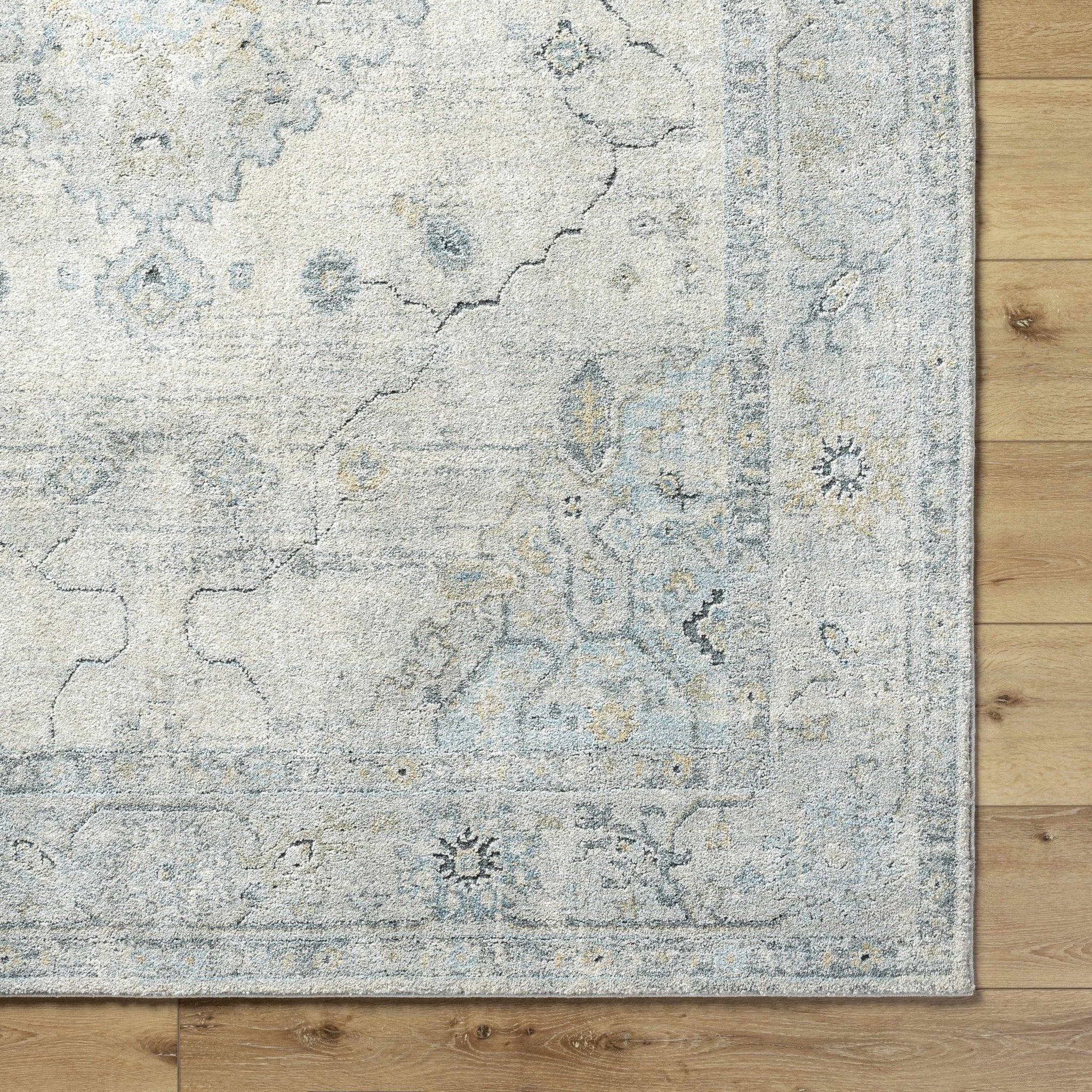 Machine Woven Traditional Style Beige And Gray Area Rug - Image 6