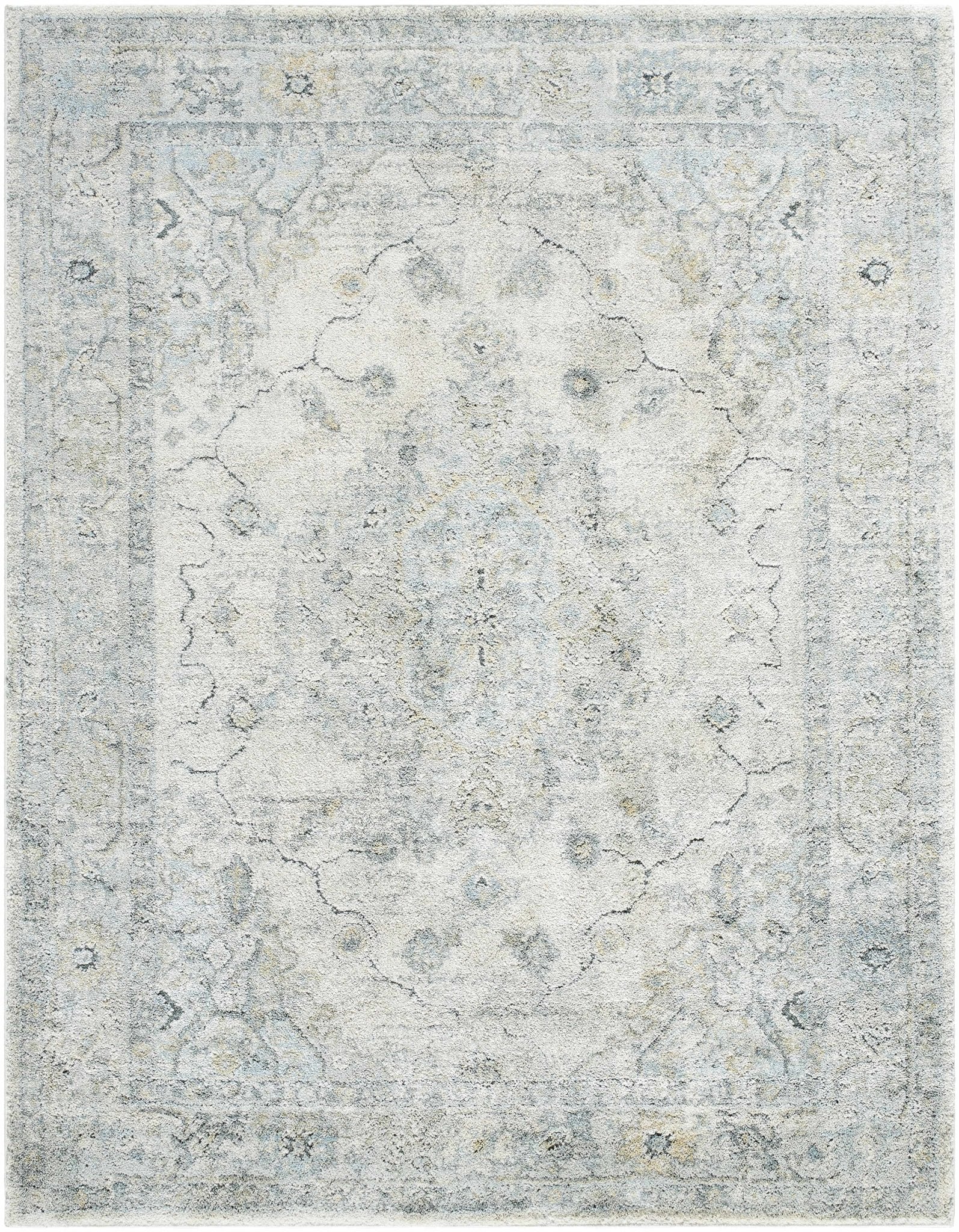 Machine Woven Traditional Style Beige And Gray Area Rug - Image 8