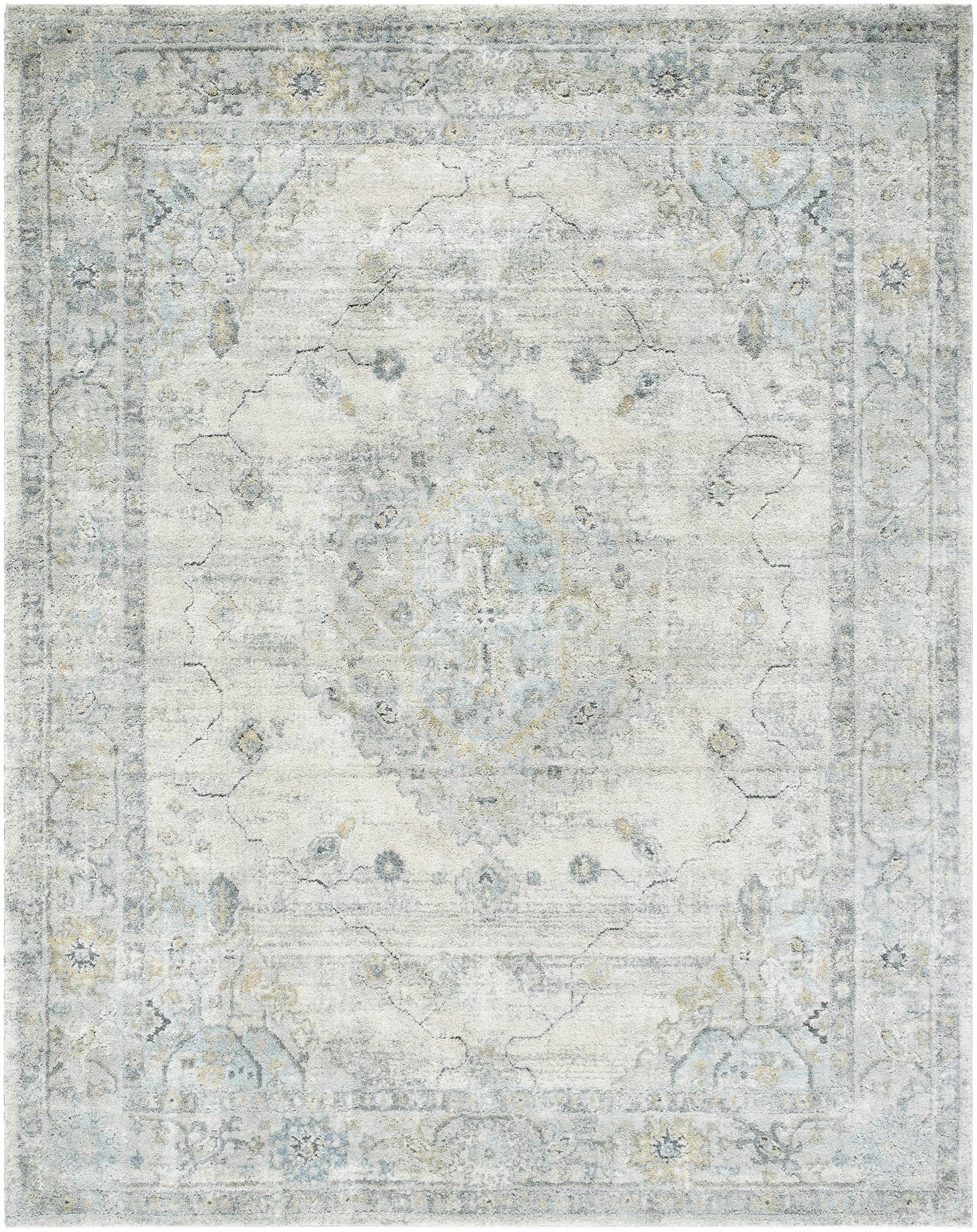 Machine Woven Traditional Style Beige And Gray Area Rug - Image 9