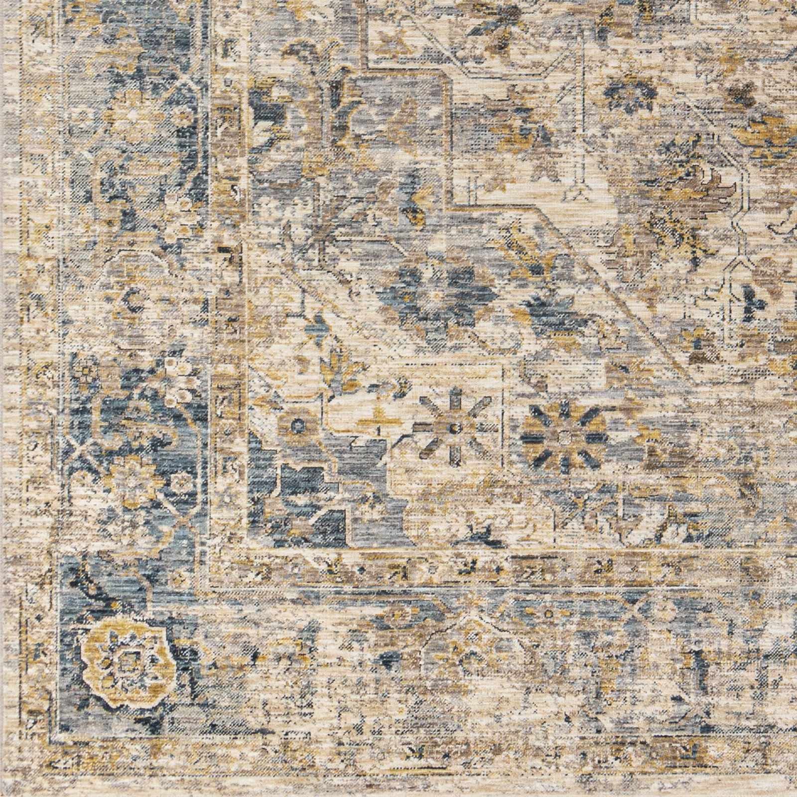Machine Woven Traditional Style Blue And Beige Rug - Image 10